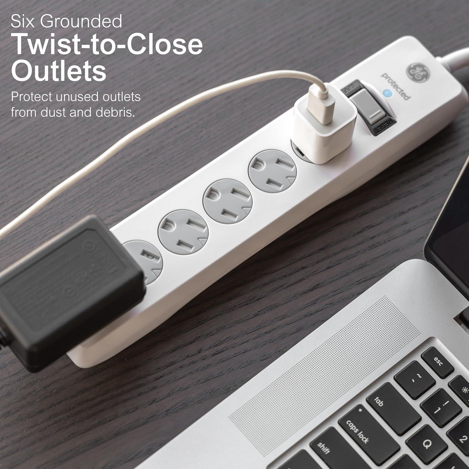 Protector Sobretensiones GE 6 Salidas 800 Julios 6,10 m Blanco