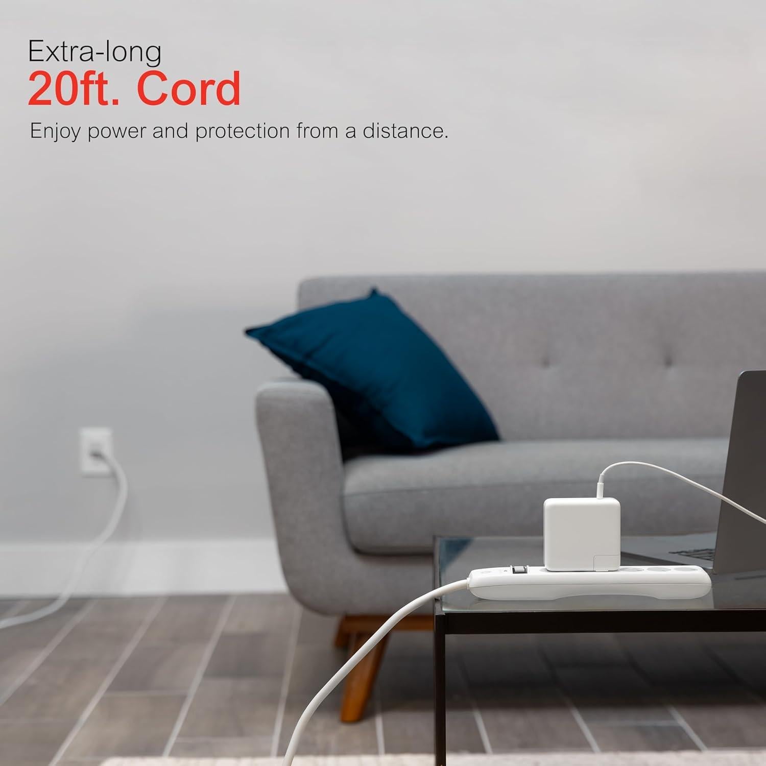 Protector Sobretensiones GE 6 Salidas 800 Julios 6,10 m Blanco