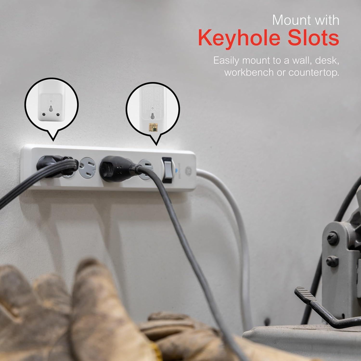 Protector Sobretensiones GE 6 Salidas 800 Julios 6,10 m Blanco