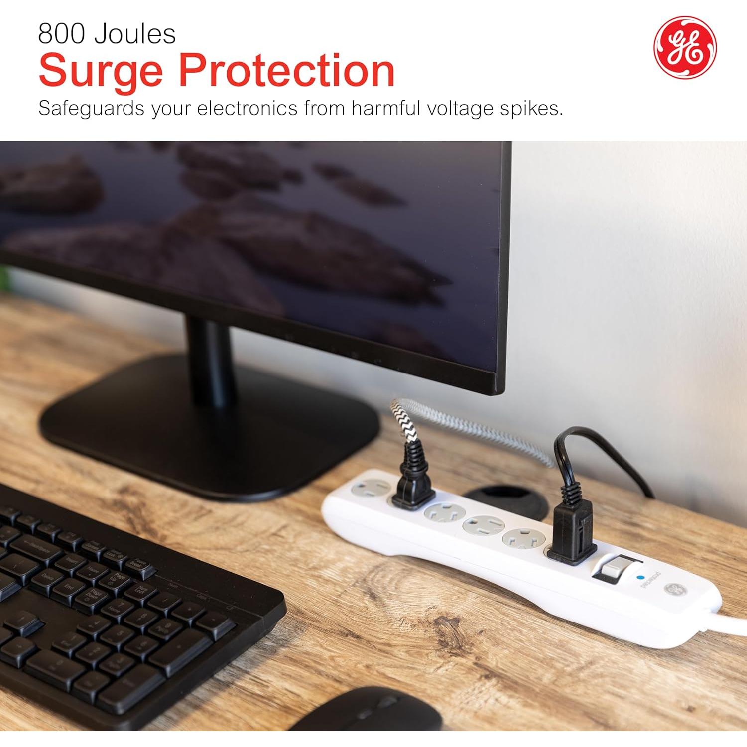 Protector Sobretensiones GE 6 Salidas 800 Julios 6,10 m Blanco