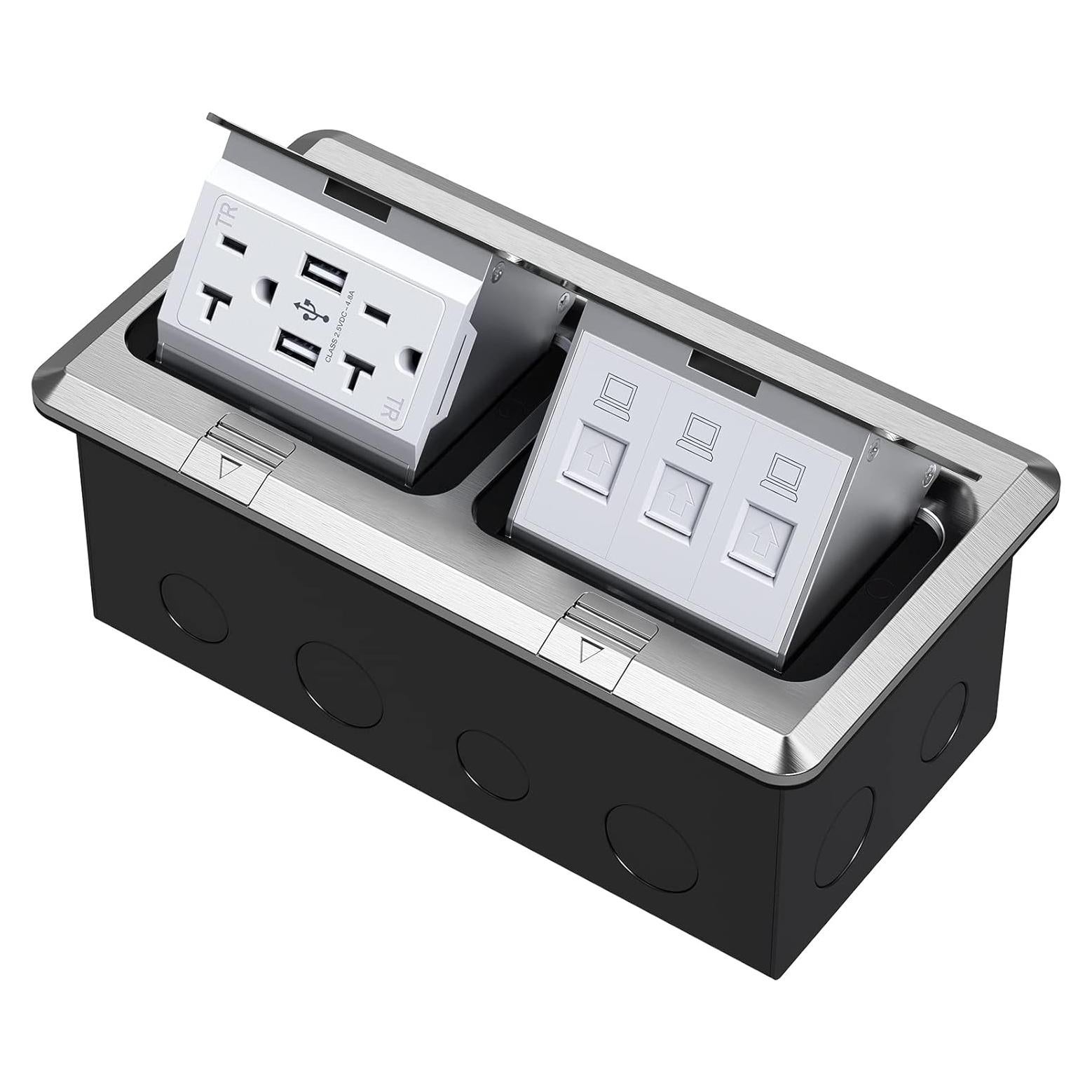 Caja de Salida Eléctrica de Piso KYHSHJ 20A con USB y RJ45