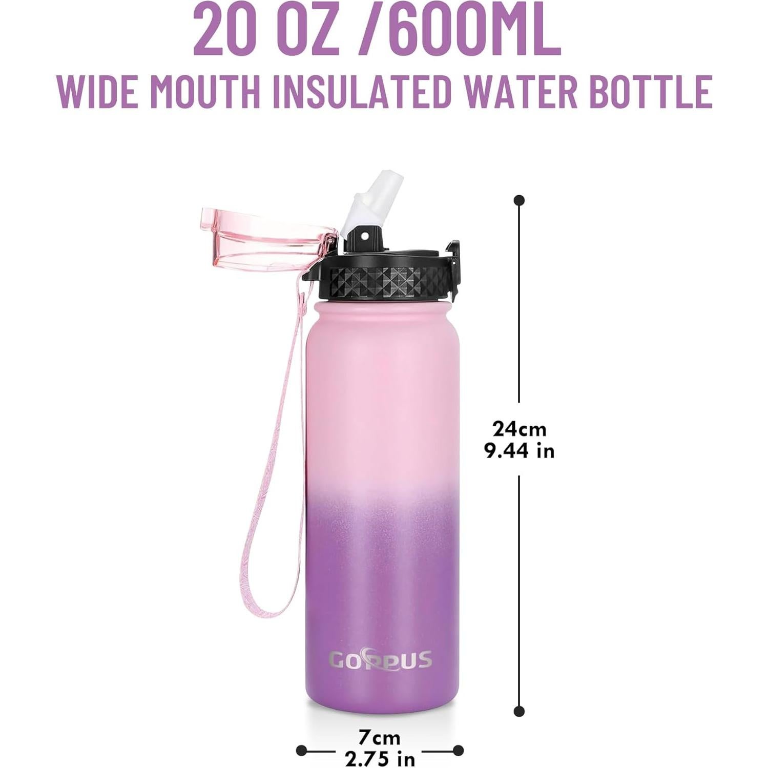 Botella de Agua GOPPUS 591 ml Doble Pared Rosa Púrpura