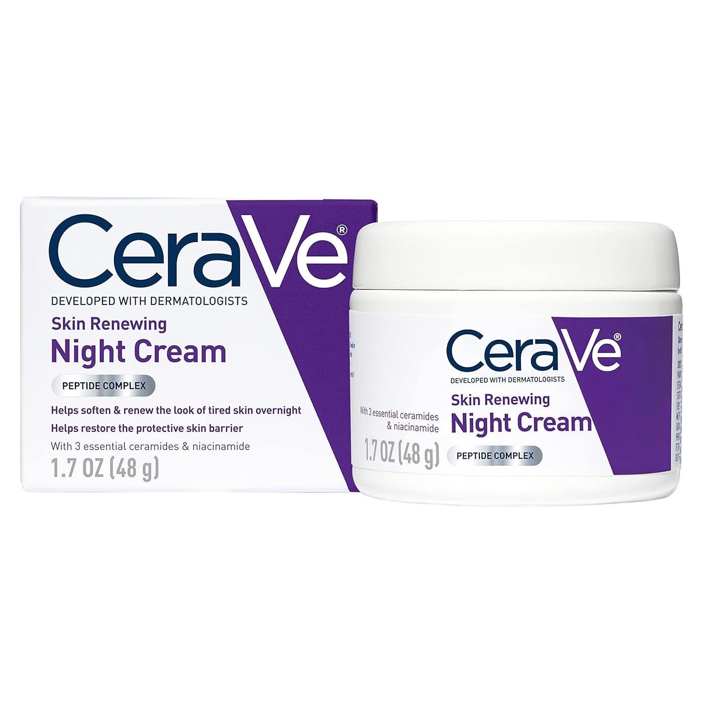 Crema Nocturna CeraVe 48g con Niacinamida y Péptidos