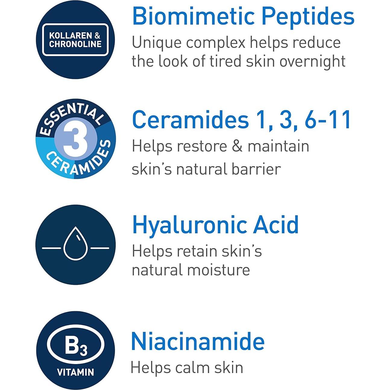 Crema Nocturna CeraVe 48g con Niacinamida y Péptidos