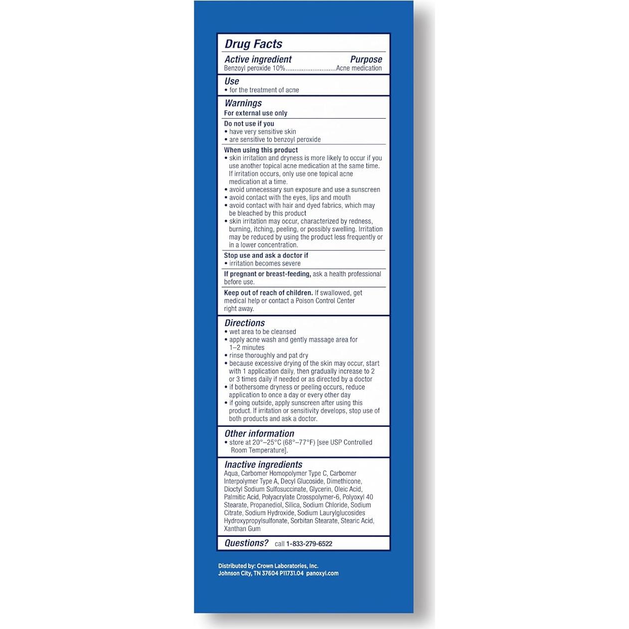 Lavado Espumoso Antiacné PanOxyl 10% Peróxido 155.9 g