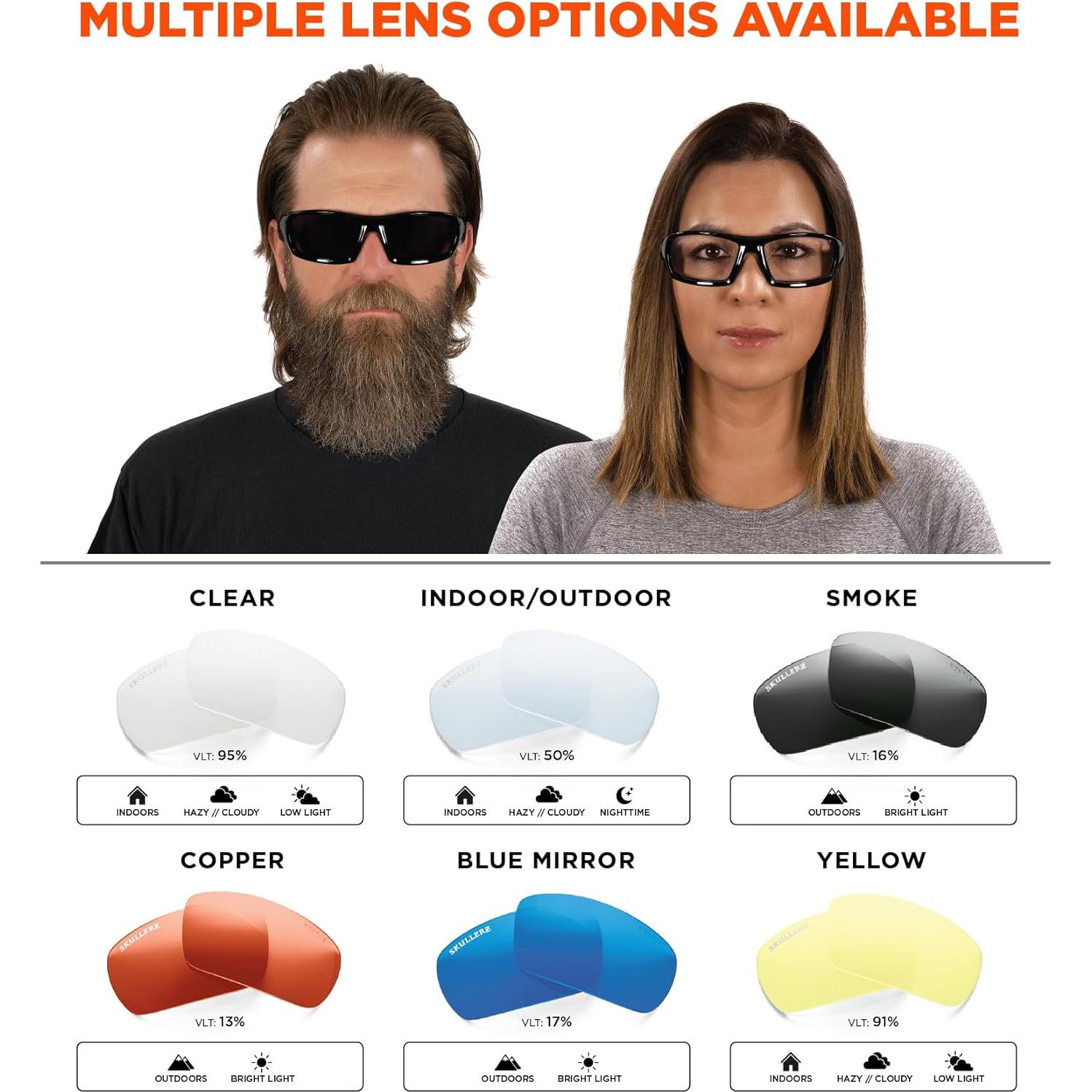 Gafas de Seguridad Ergodyne Skullerz DAGR - Marco Negro, Lente Amarillo