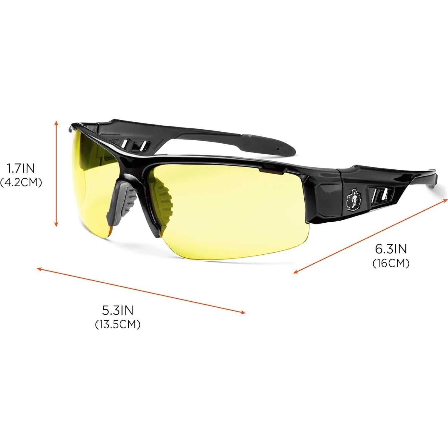 Gafas de Seguridad Ergodyne Skullerz DAGR - Marco Negro, Lente Amarillo
