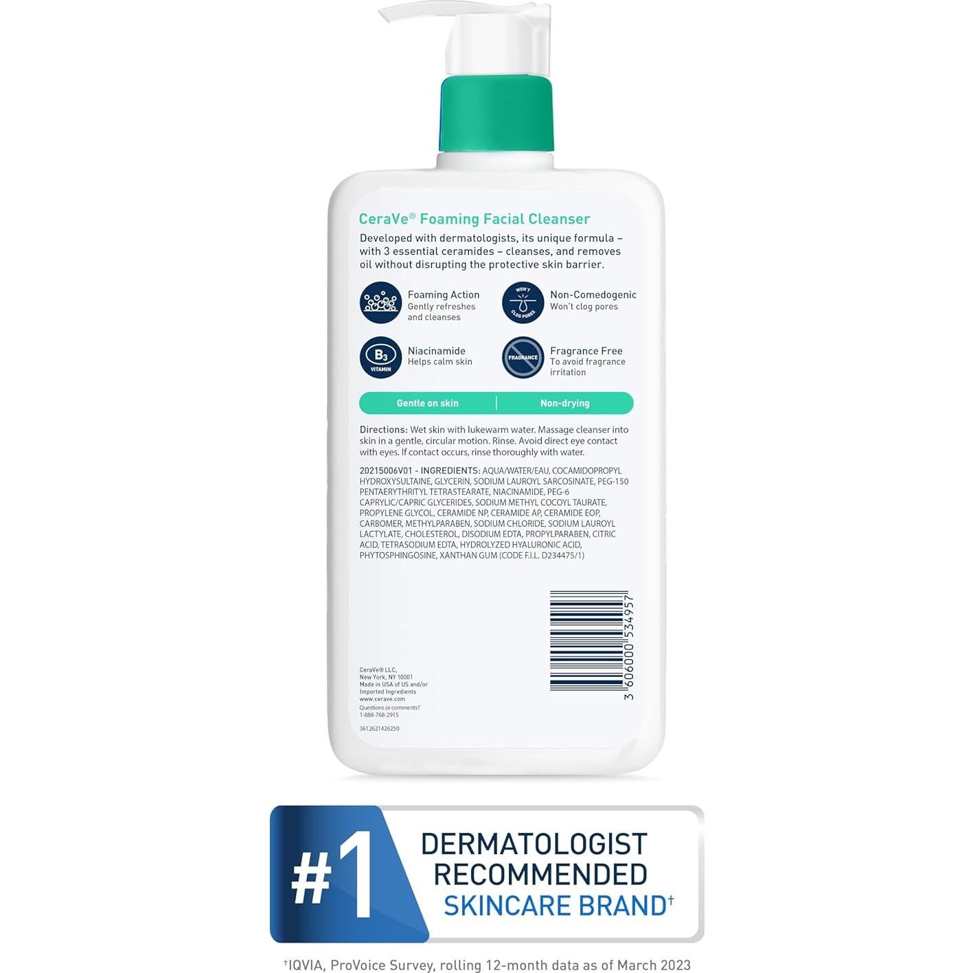 CeraVe Limpiador Facial Espumoso 473ml Piel Grasa Sin Fragancia