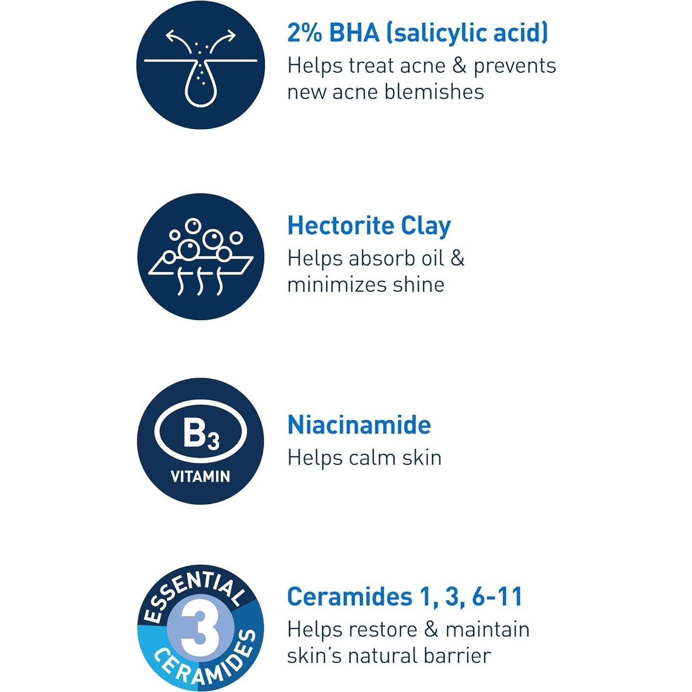 CeraVe Limpiador Facial Acné 226 g con Ácido Salicílico
