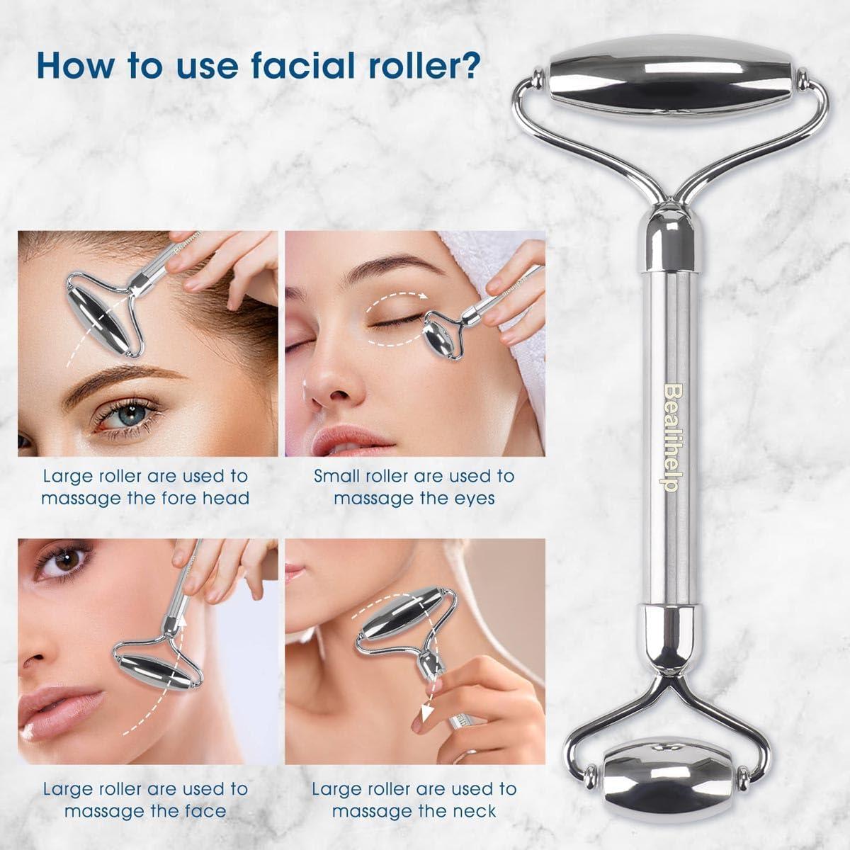Rodillo Facial Bealihelp Acero Inoxidable Masajeador