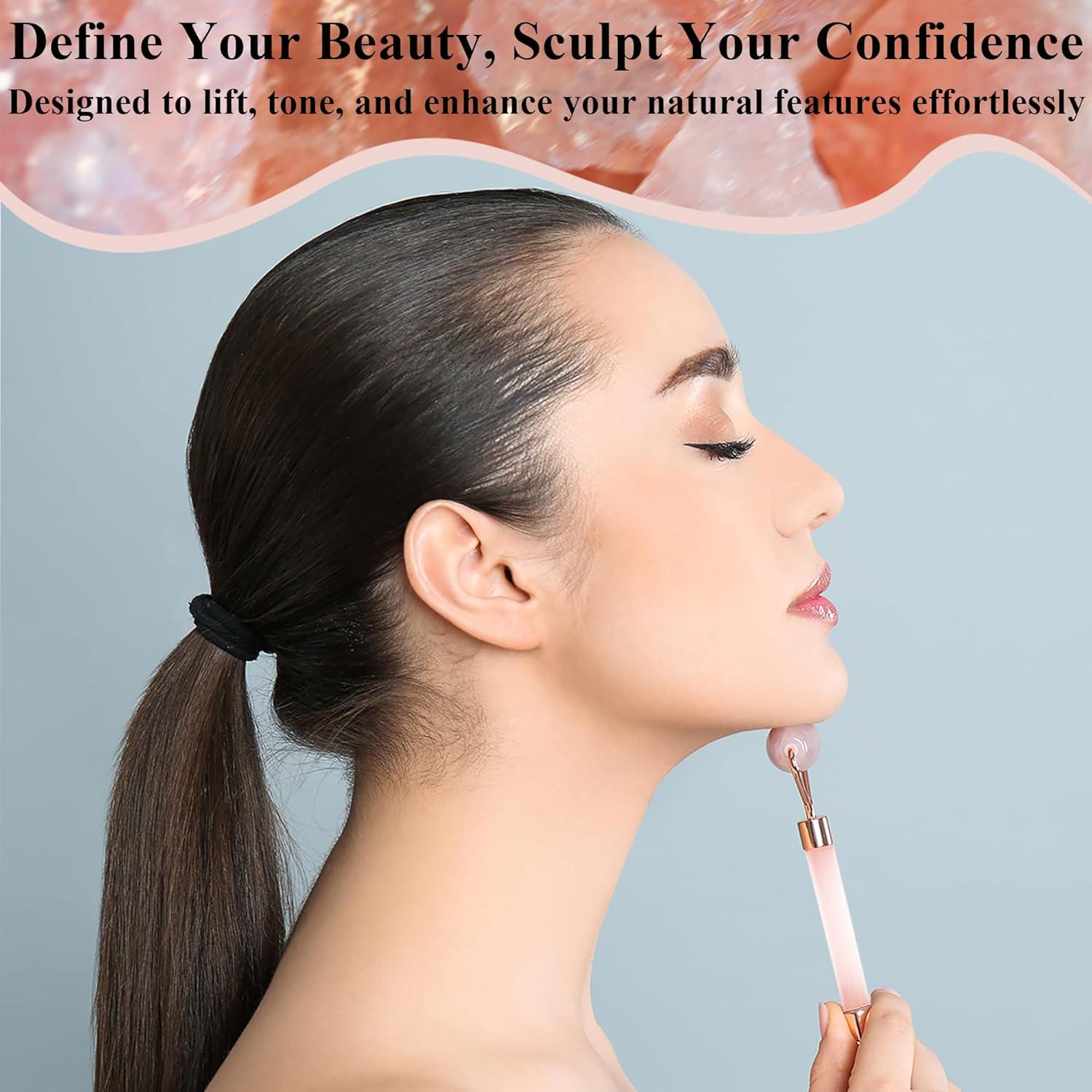 Rodillo Facial de Jade Rosa Crystal Lemon - Antienvejecimiento