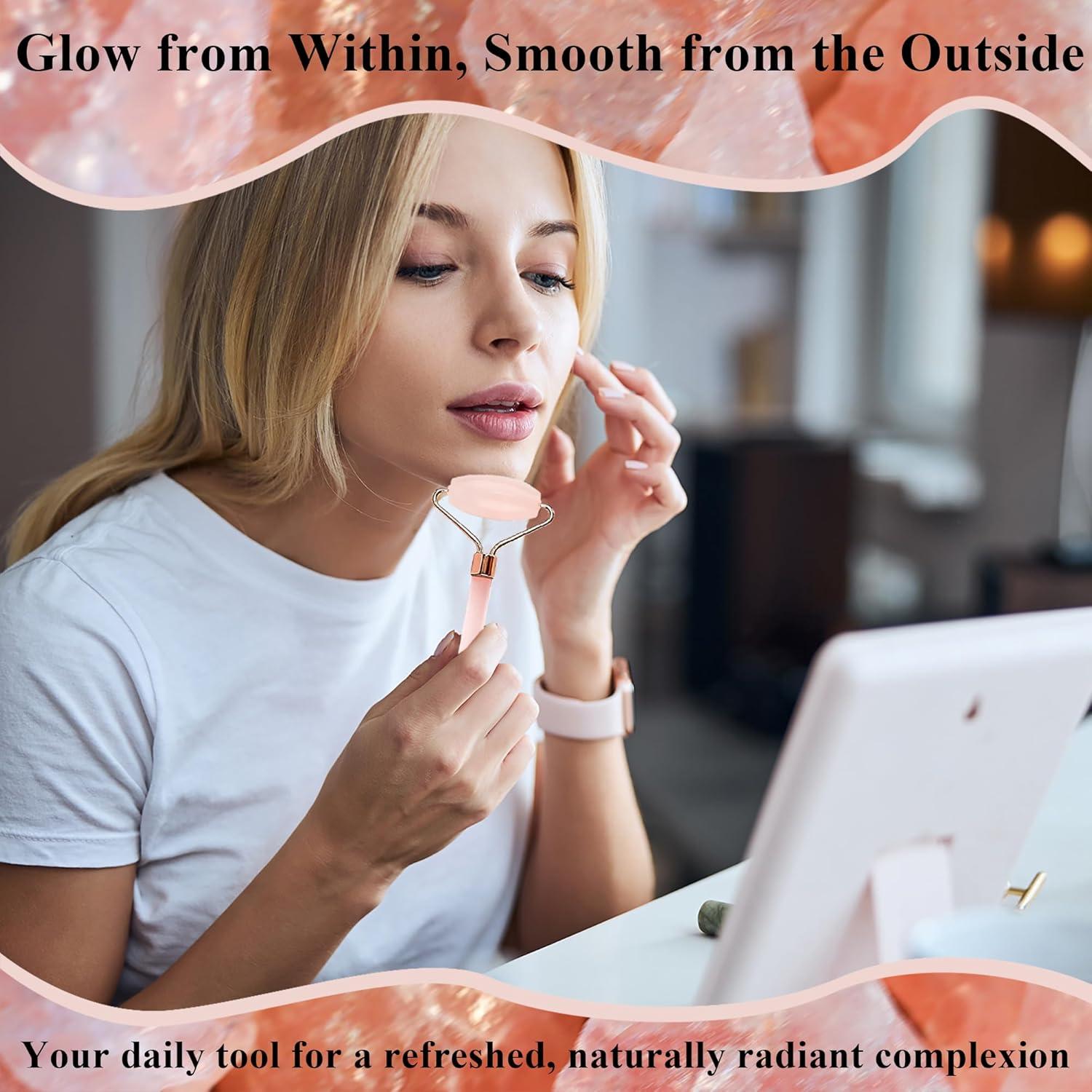 Rodillo Facial de Jade Rosa Crystal Lemon - Antienvejecimiento