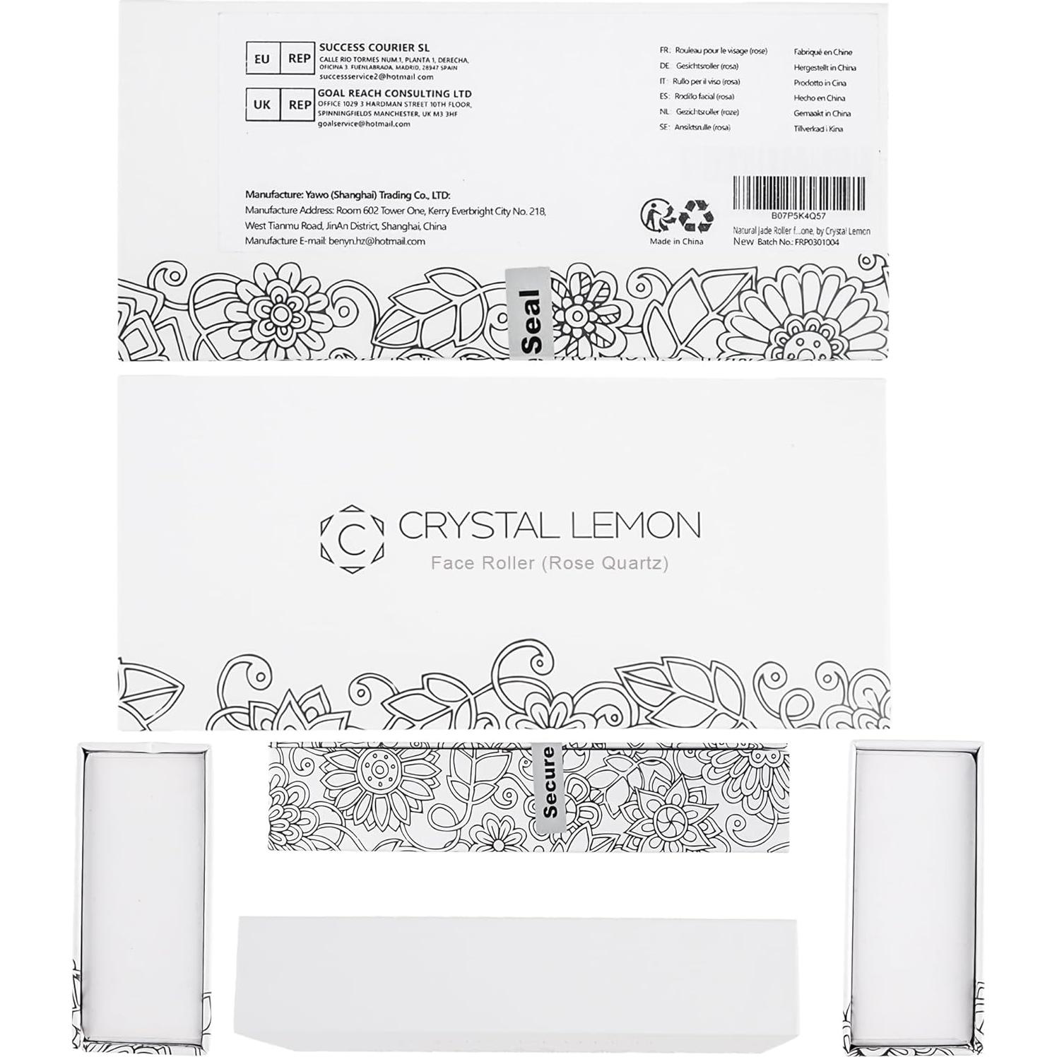 Rodillo Facial de Jade Rosa Crystal Lemon - Antienvejecimiento