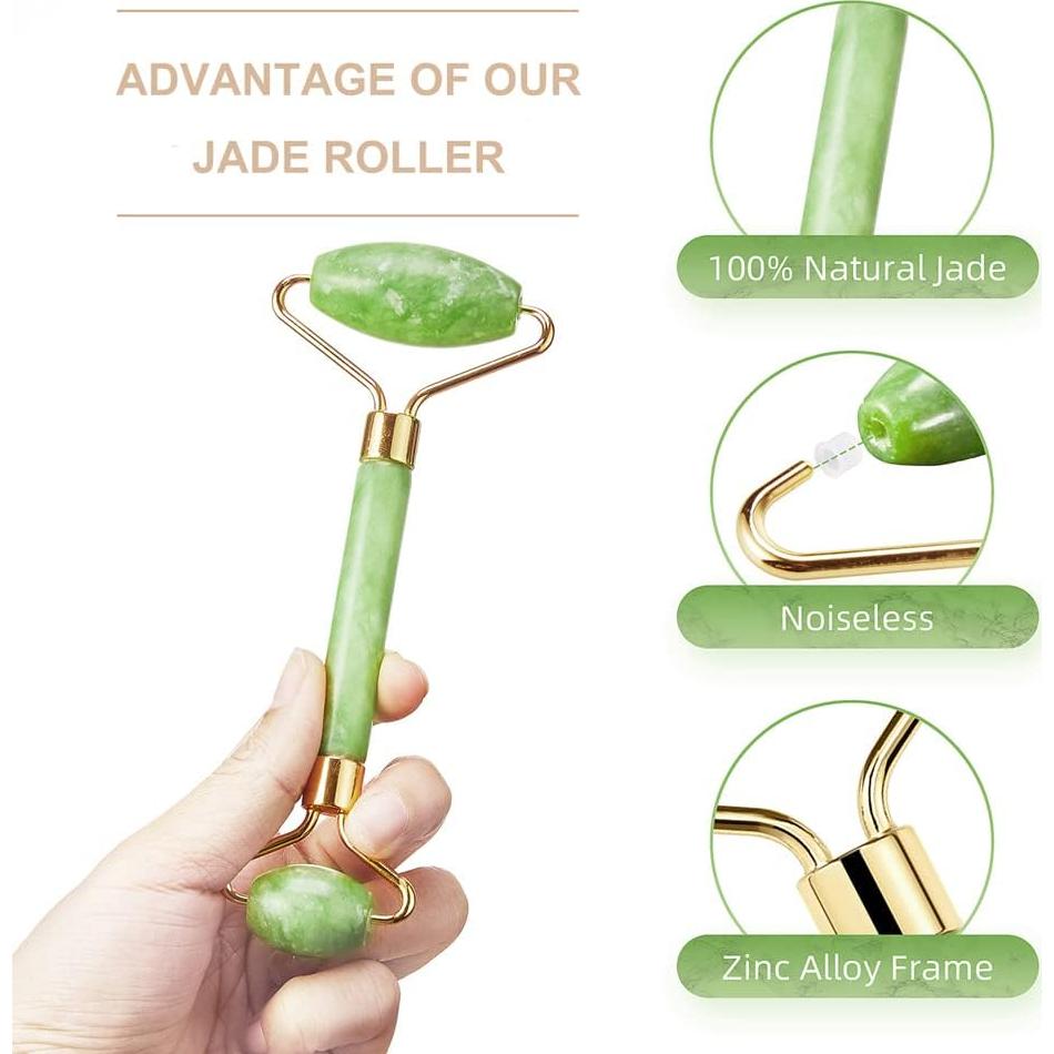 Juego de Rodillo de Jade Natural 3 en 1 SUPTEC Rosa
