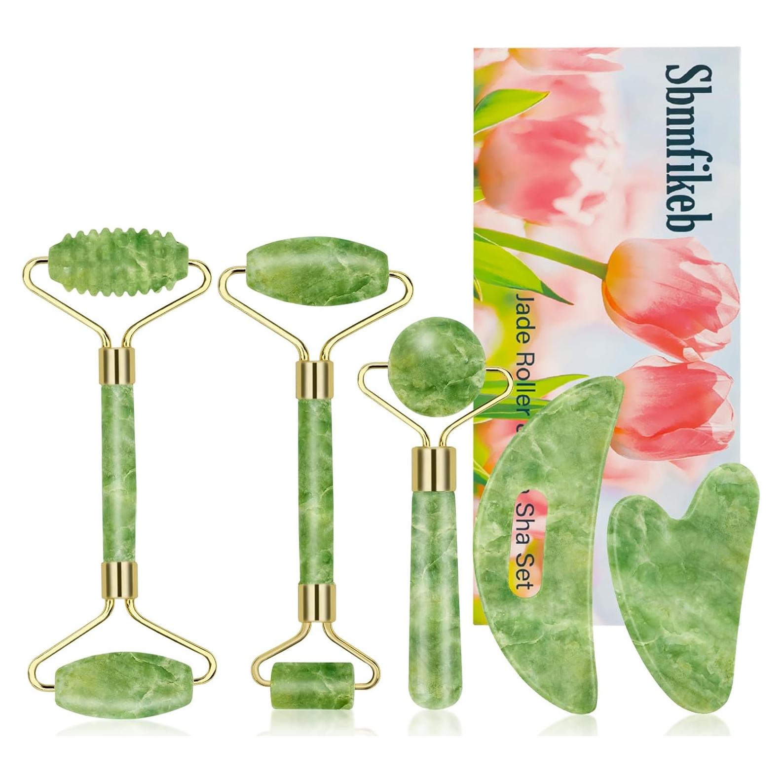 Juego de Rodillo de Jade y Gua Sha RiguiUS - Cuidado Facial