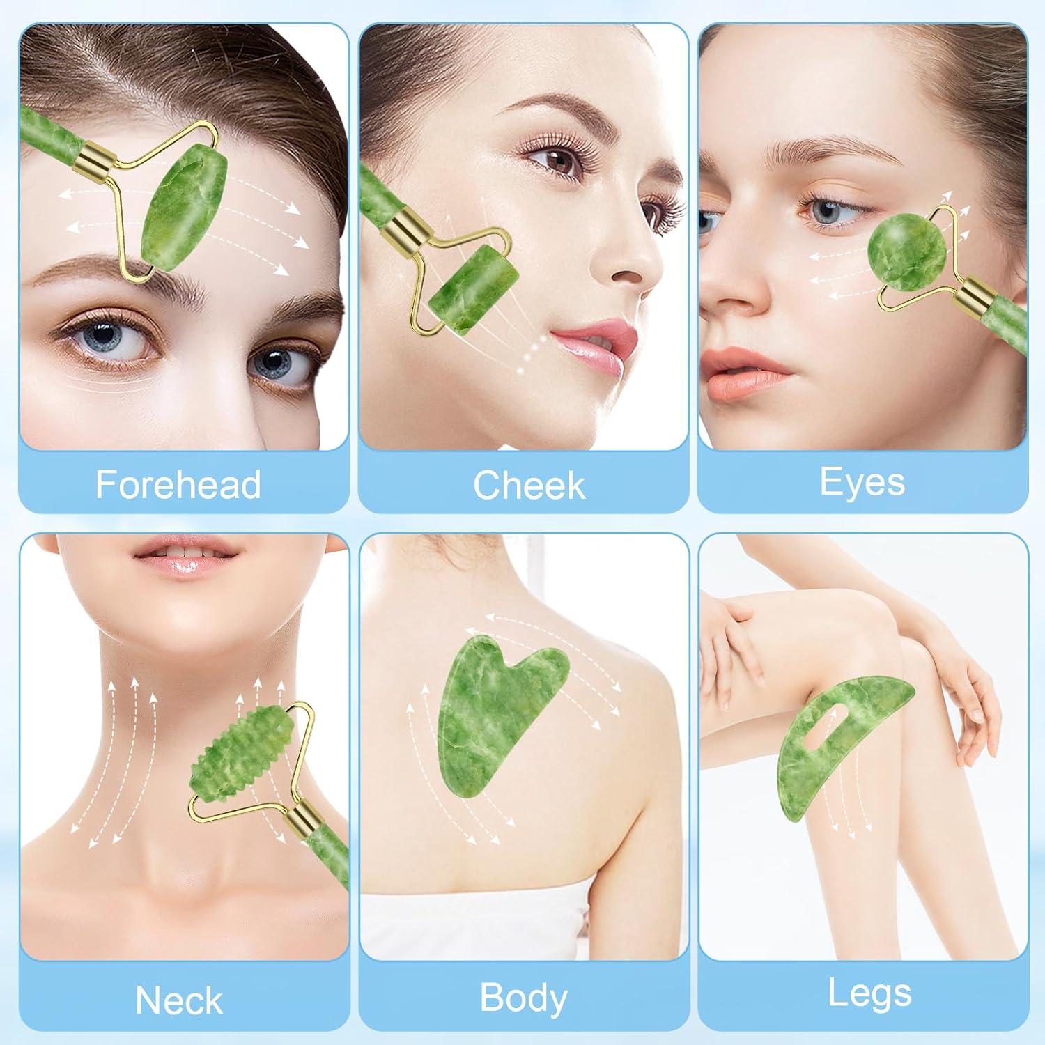Juego de Rodillo de Jade y Gua Sha RiguiUS - Cuidado Facial