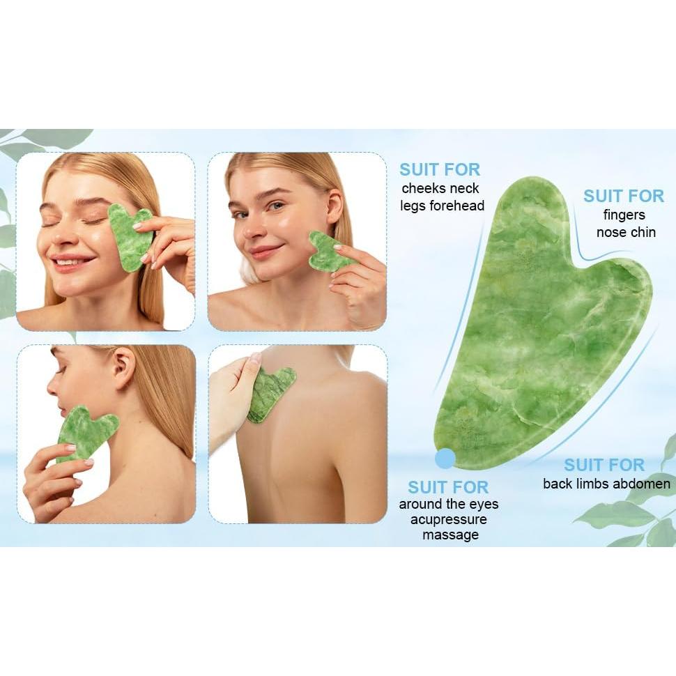 Juego de Rodillo de Jade y Gua Sha RiguiUS - Cuidado Facial