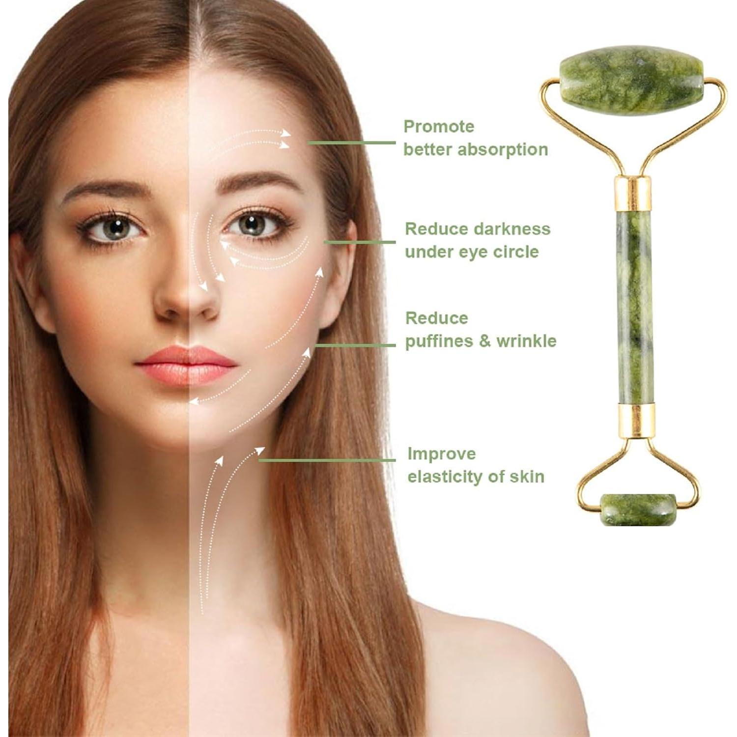 Juego de Rodillo de Jade y Gua Sha RiguiUS - Cuidado Facial