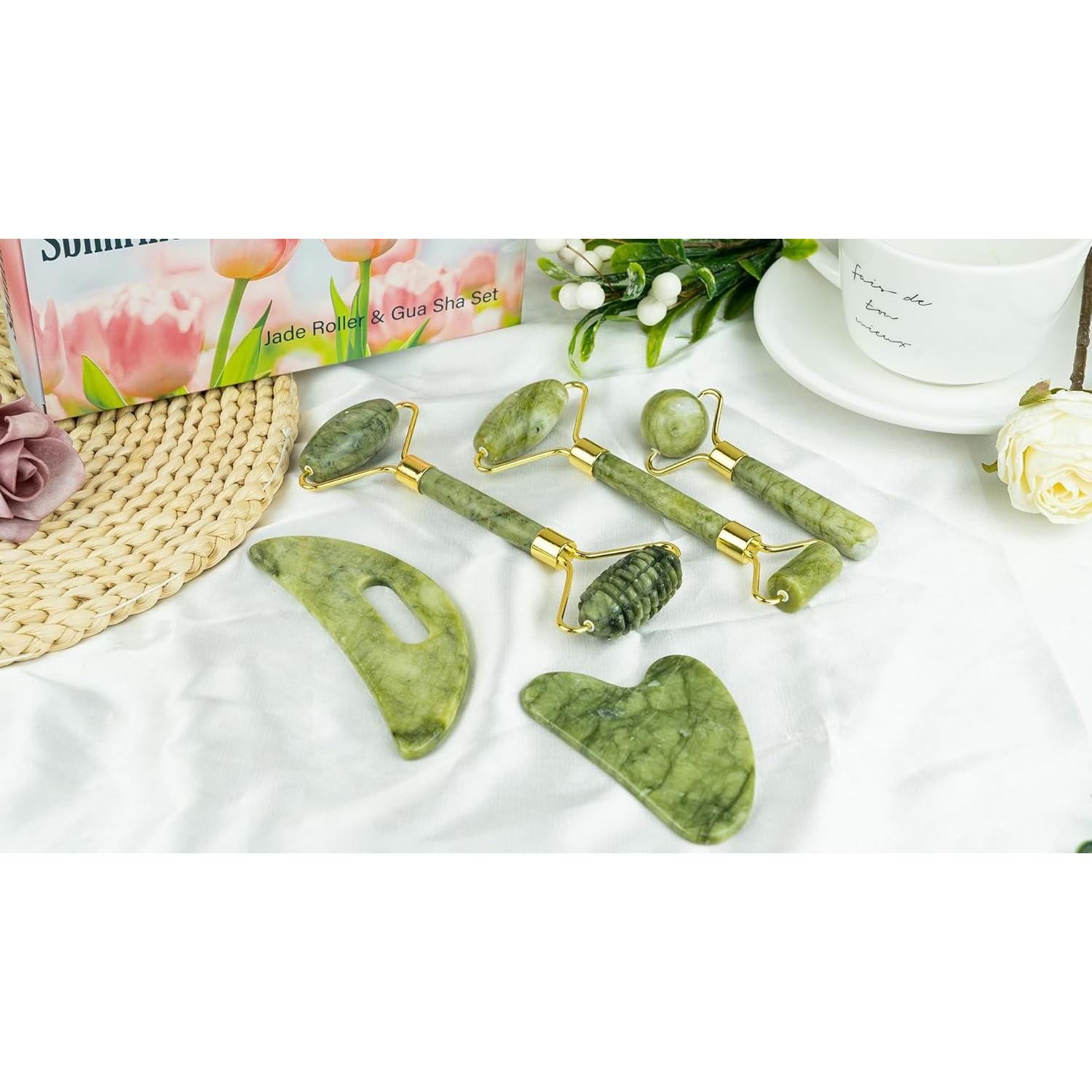 Juego de Rodillo de Jade y Gua Sha RiguiUS - Cuidado Facial