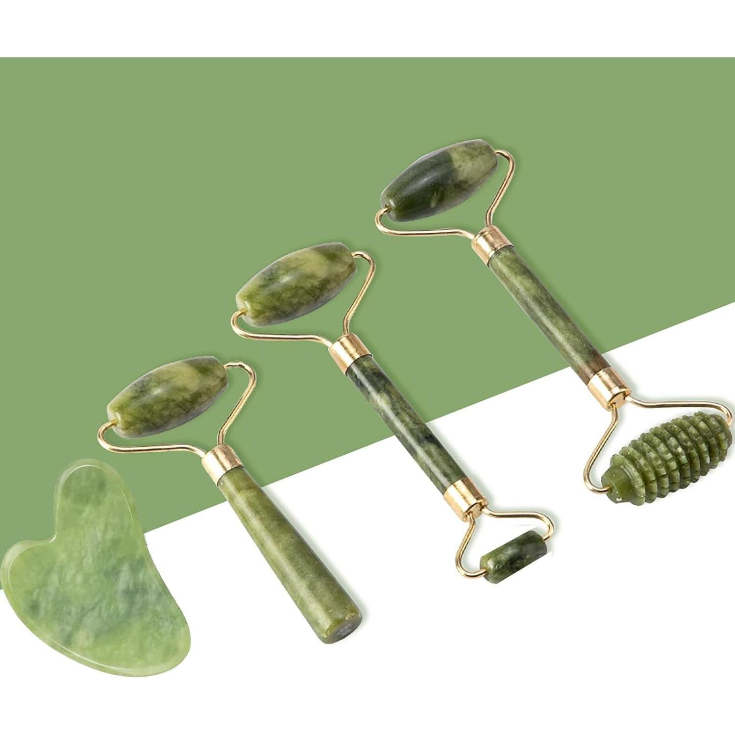 Juego de Rodillo de Jade y Gua Sha RiguiUS - Cuidado Facial
