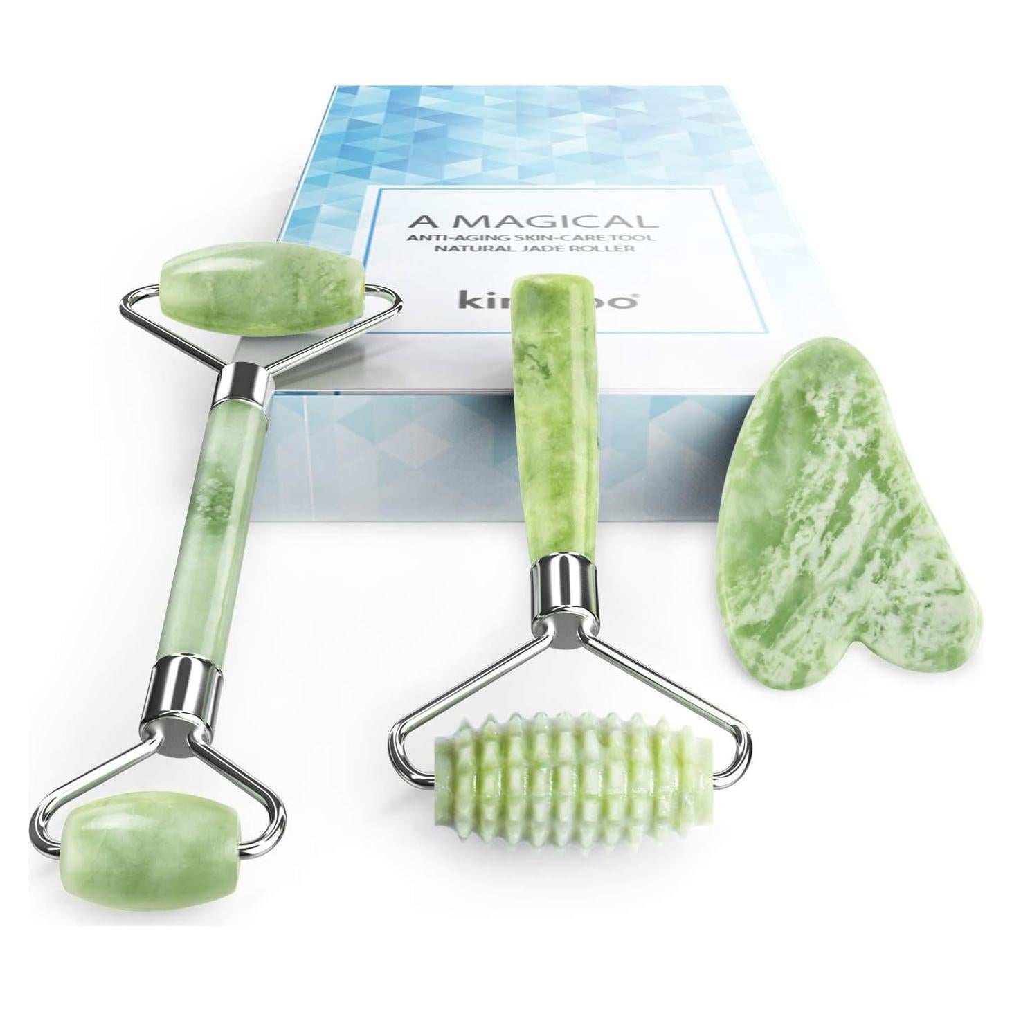 Rodillo de Jade Kimkoo 3 en 1 Masaje Facial Antienvejecimiento