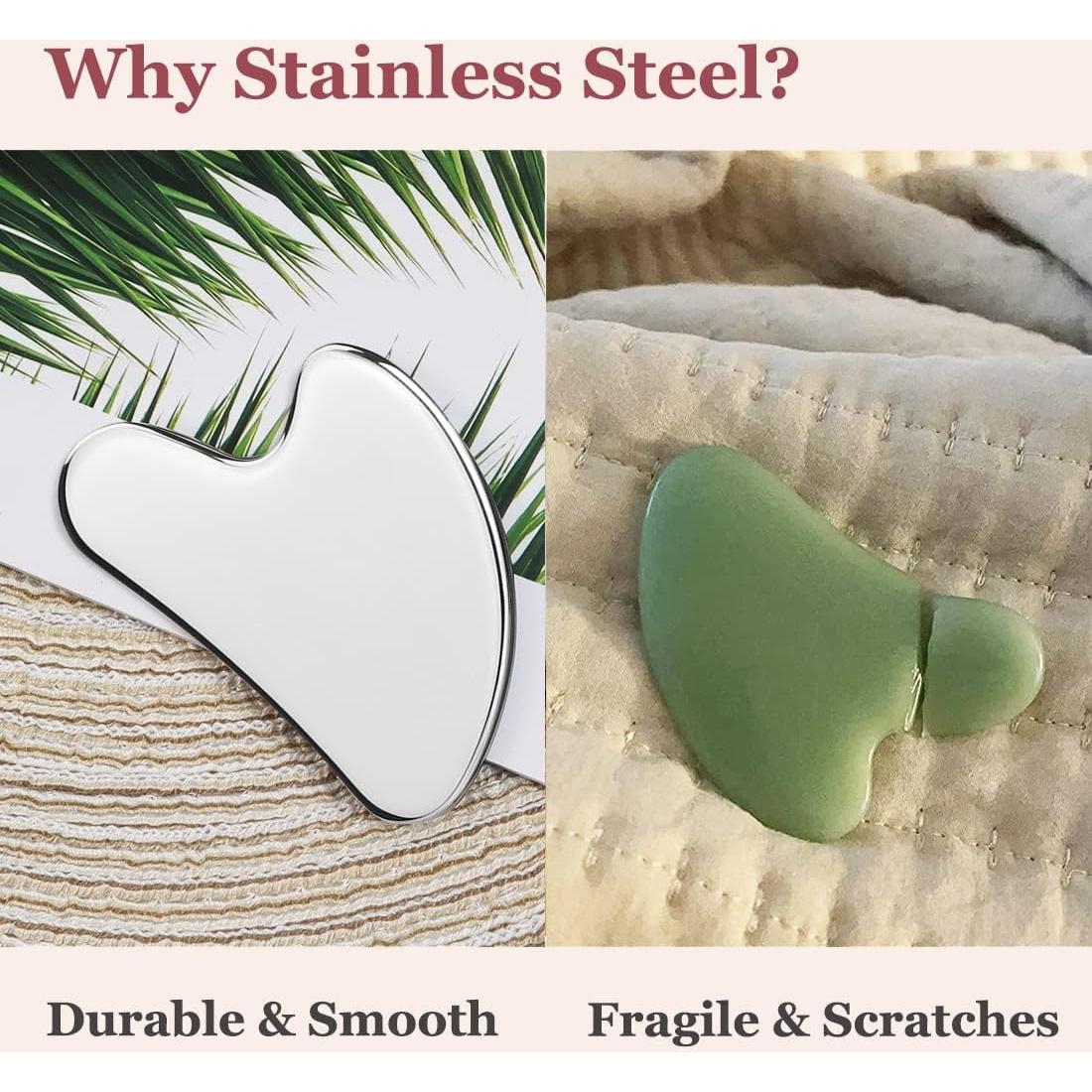 Juego de Gua Sha y Rodillo Facial Leiwo - Acero Inoxidable