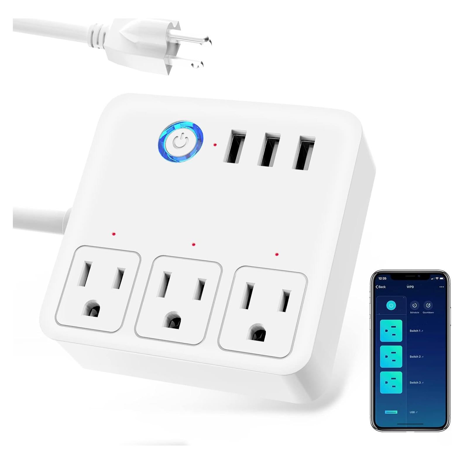 Regleta Inteligente GHome WP9-WH con 3 USB y Control WiFi