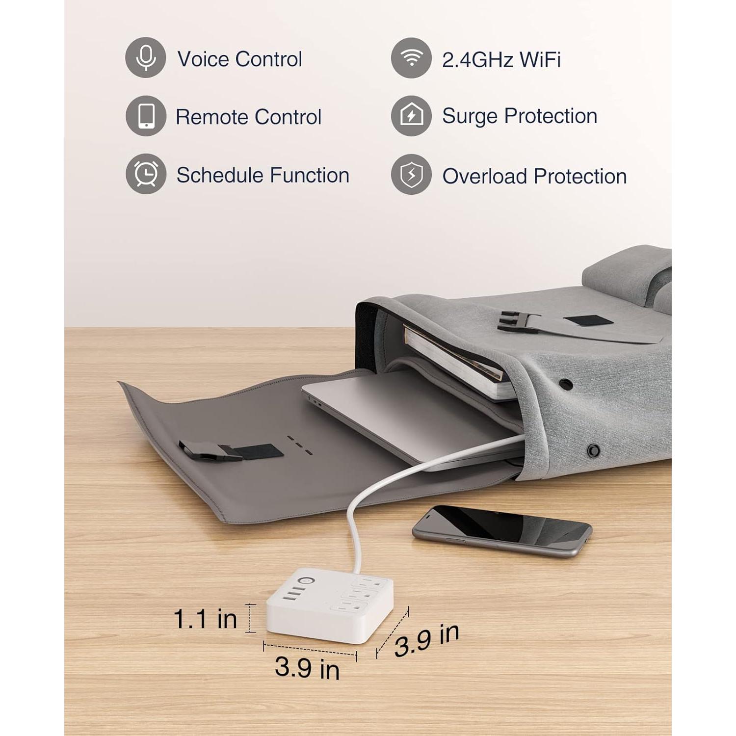 Regleta Inteligente GHome WP9-WH con 3 USB y Control WiFi