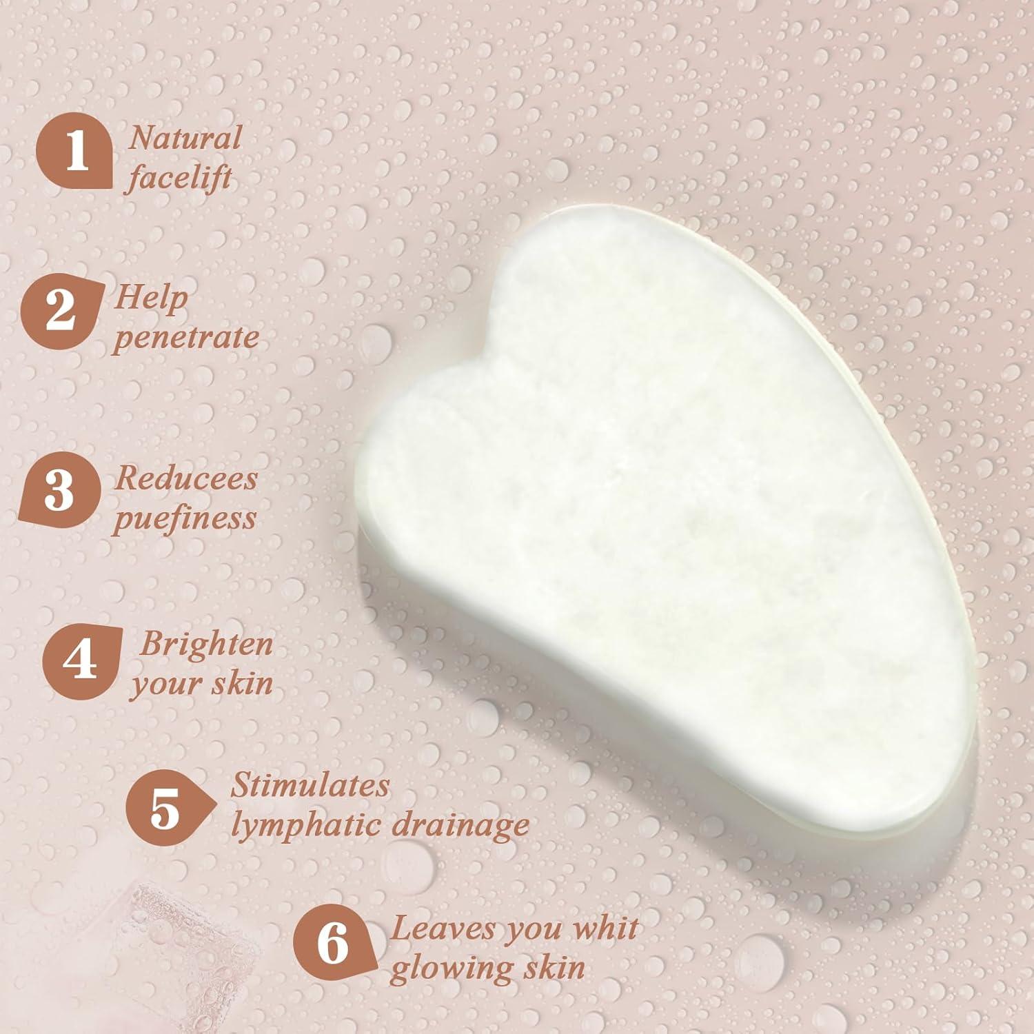 Juego de Masaje Facial Gua Sha y Rodillo de Jade YLTNEUQER