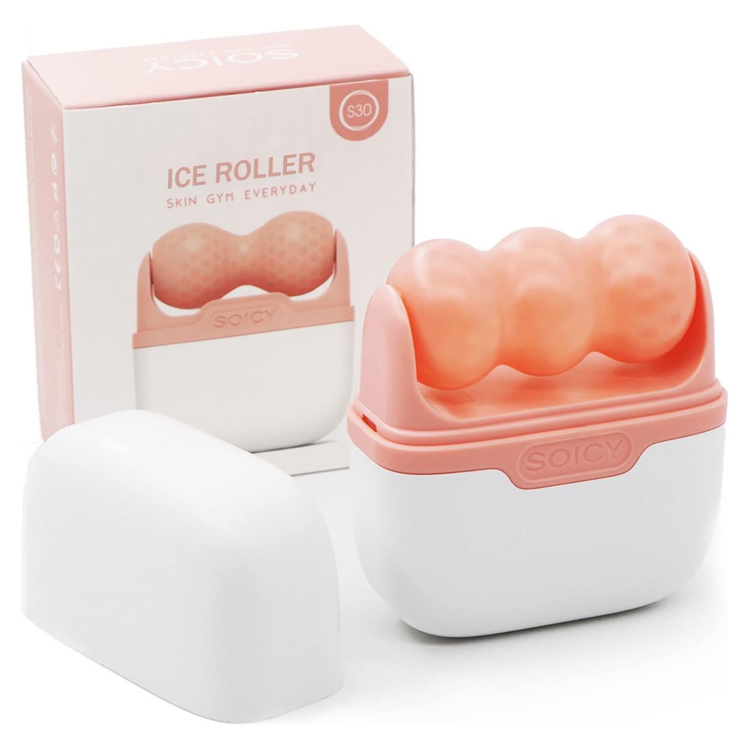 Rodillo de Hielo Facial Leeshine 2 en 1 Rosa Portátil