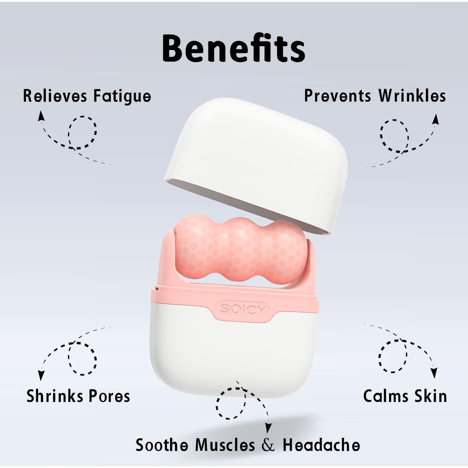 Rodillo de Hielo Facial Leeshine 2 en 1 Rosa Portátil