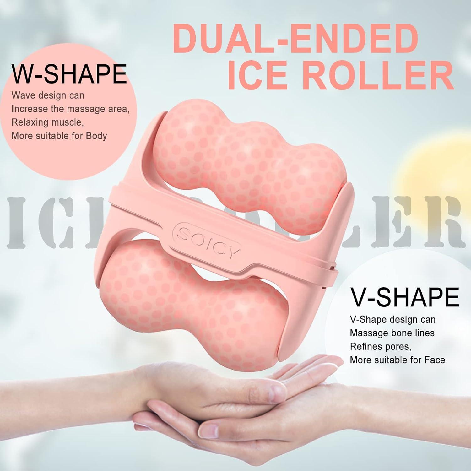 Rodillo de Hielo Facial Leeshine 2 en 1 Rosa Portátil