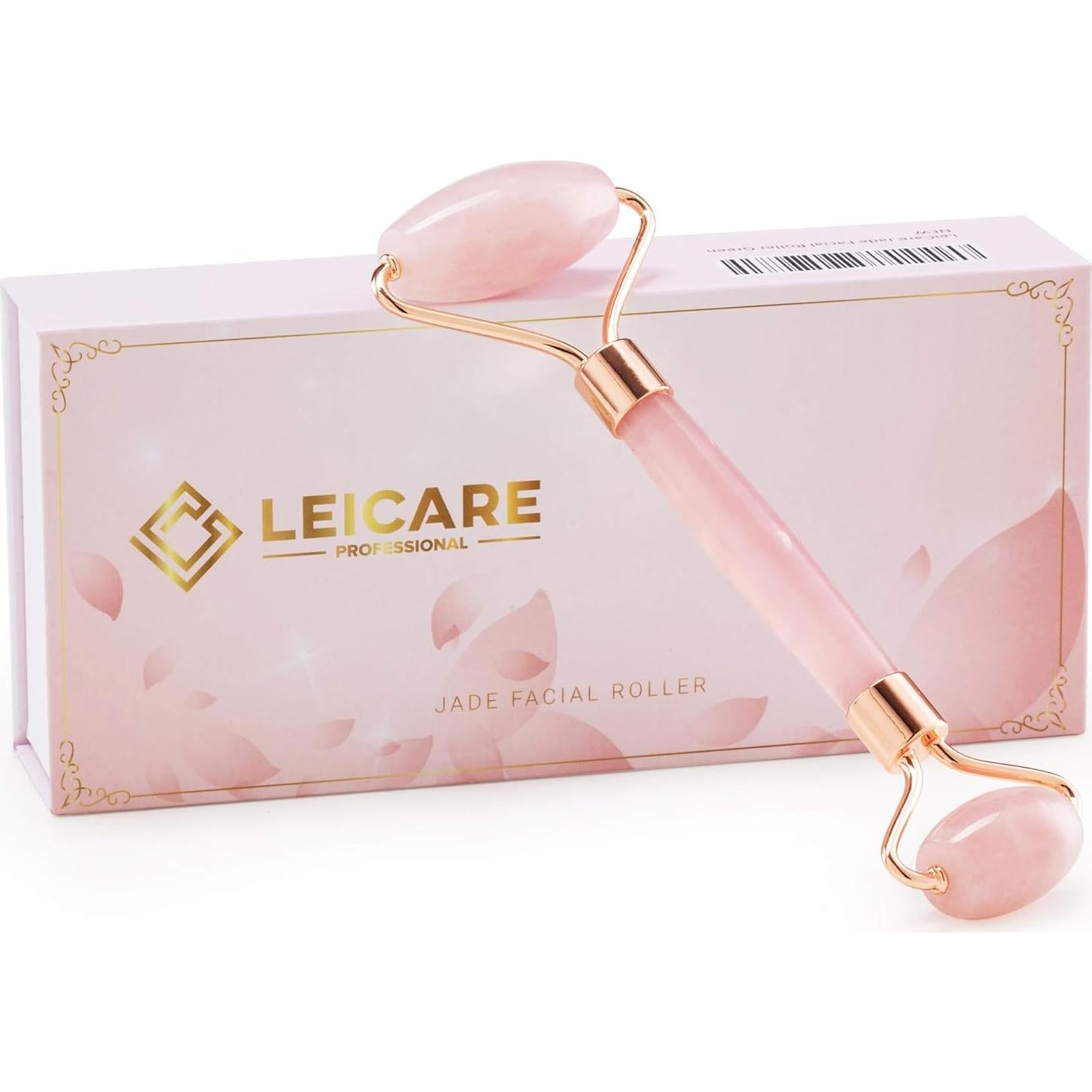 Rodillo Facial de Jade LeiCare - Cuarzo Rosa, Antienvejecimiento