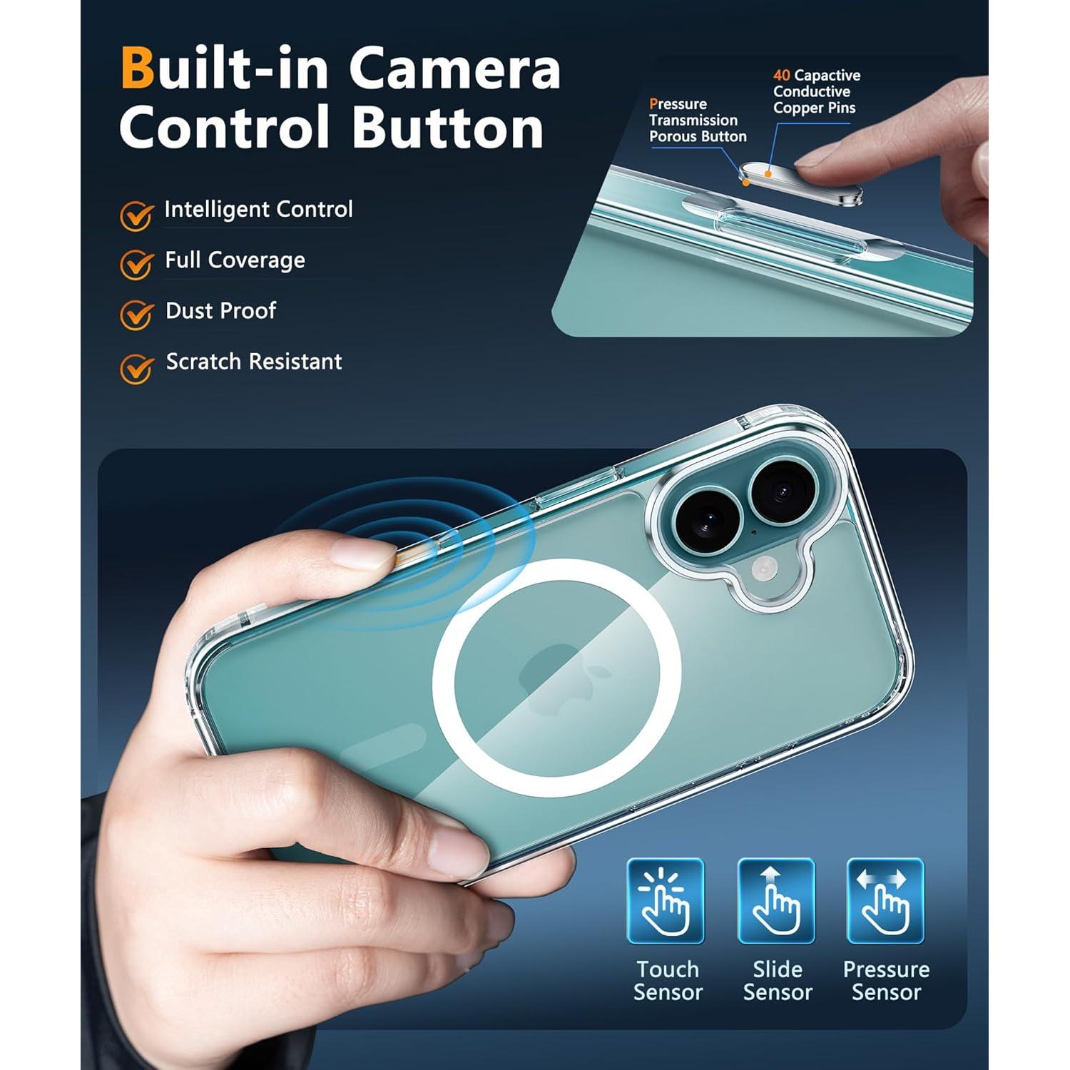 Funda FNTCASE para iPhone 16 Transparente - Protección Militar