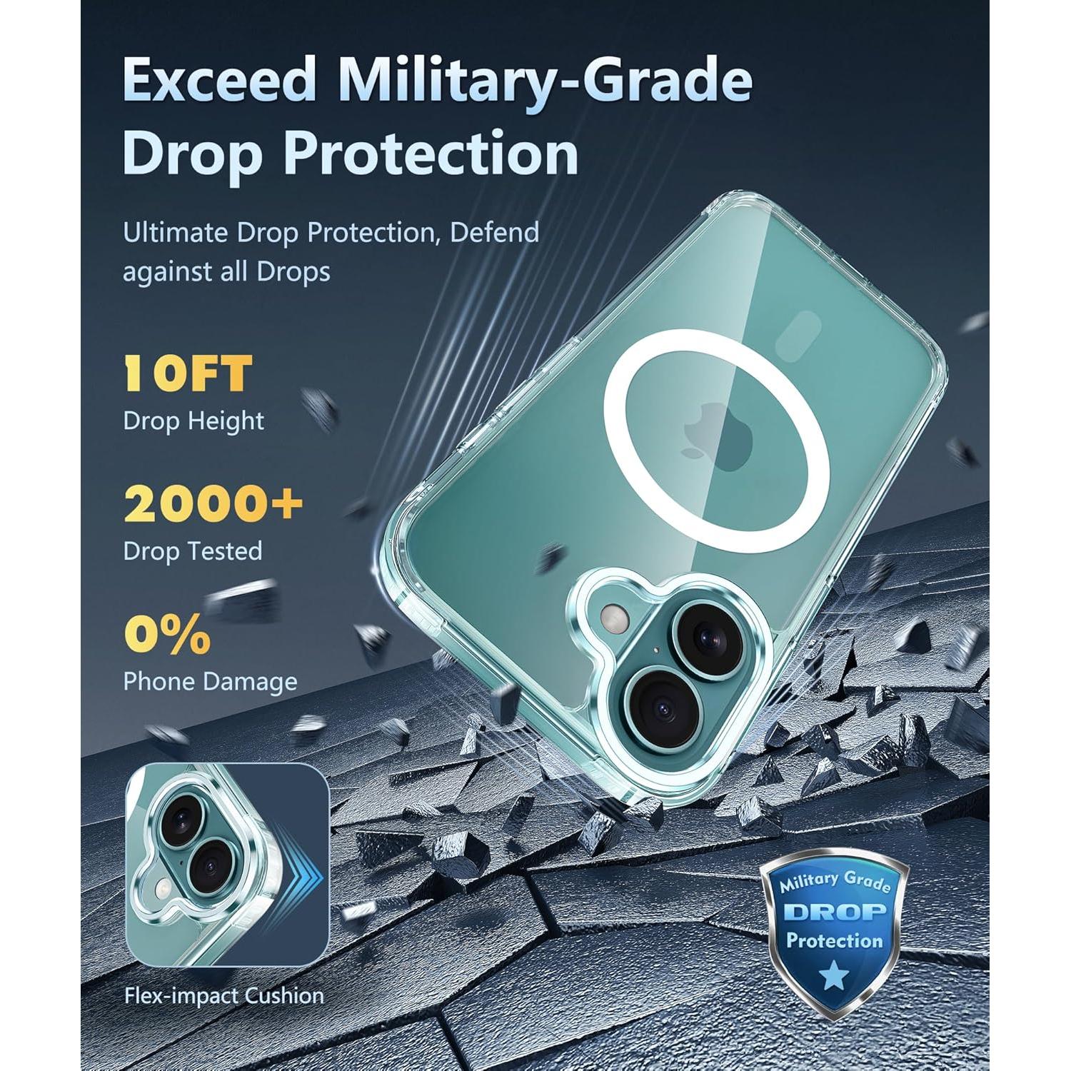 Funda FNTCASE para iPhone 16 Transparente - Protección Militar