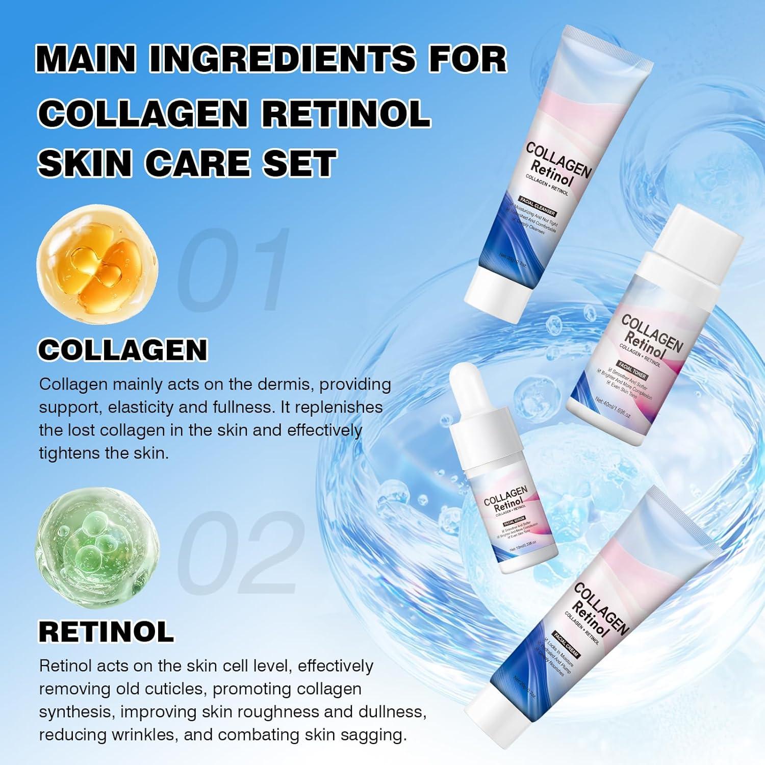 Kit de Cuidado de Piel BIYING con Colágeno y Retinol 4 Piezas