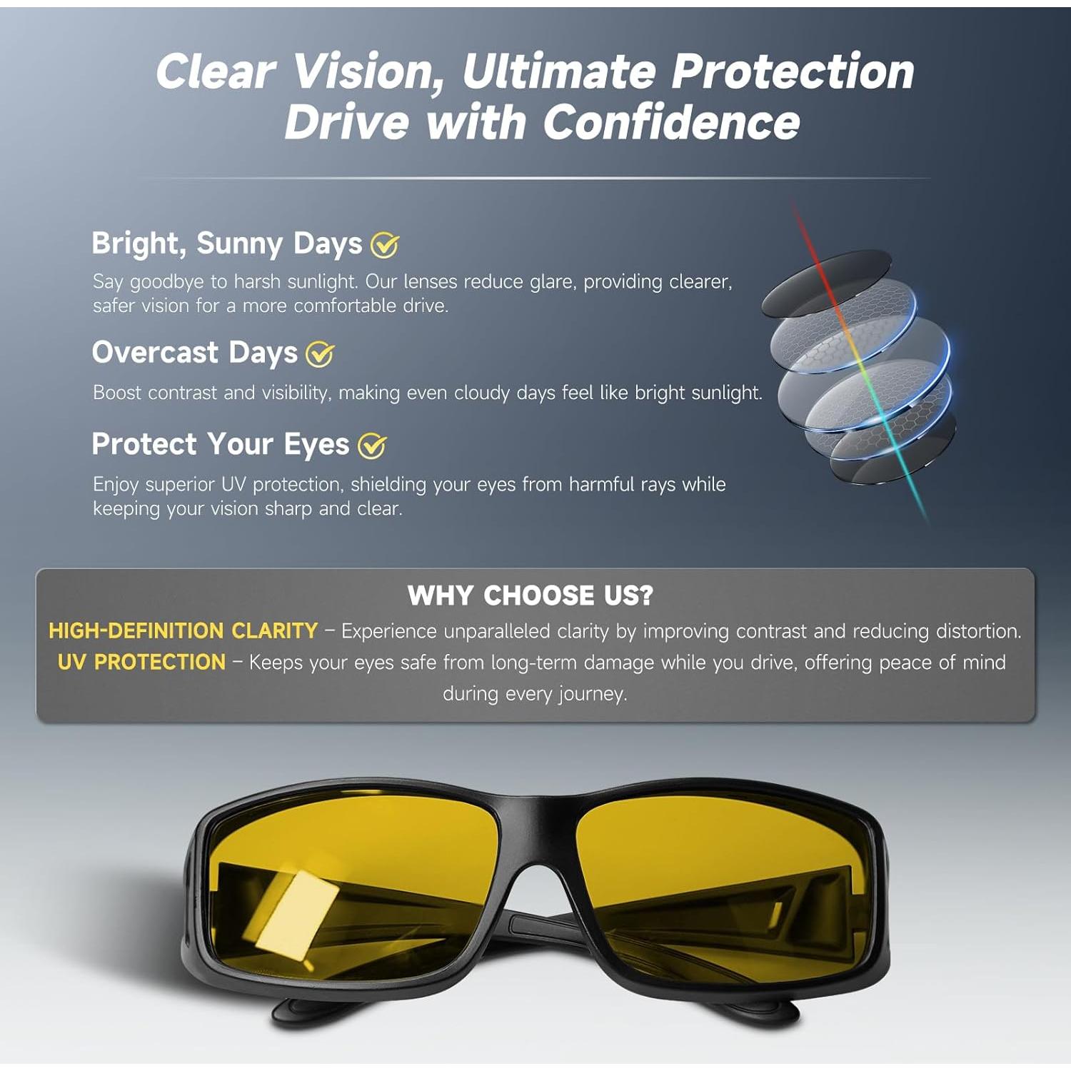 Gafas de Visión Nocturna Fit Over Cool - Lentes Polarizados HD