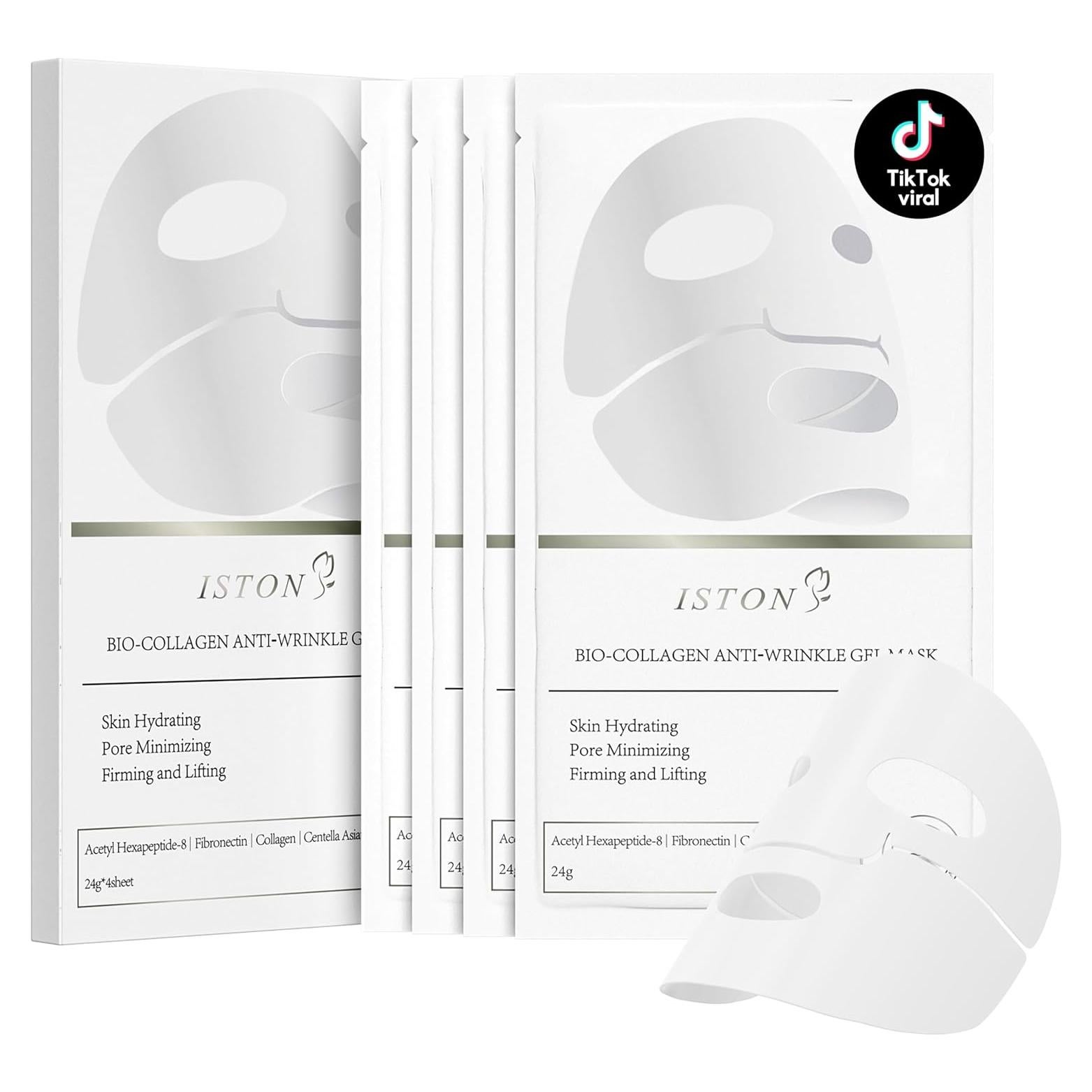 Mascarilla Facial de Colágeno ISTON 4 Paquetes Hidratantes