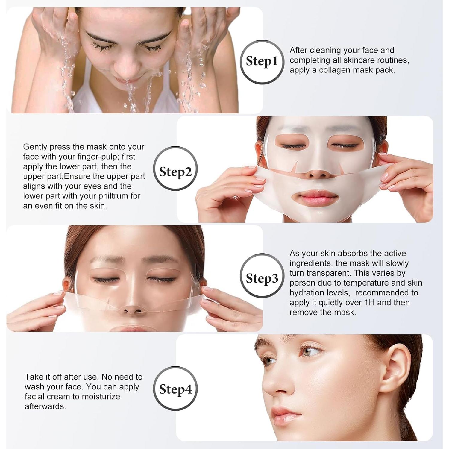 Mascarilla Facial de Colágeno ISTON 4 Paquetes Hidratantes