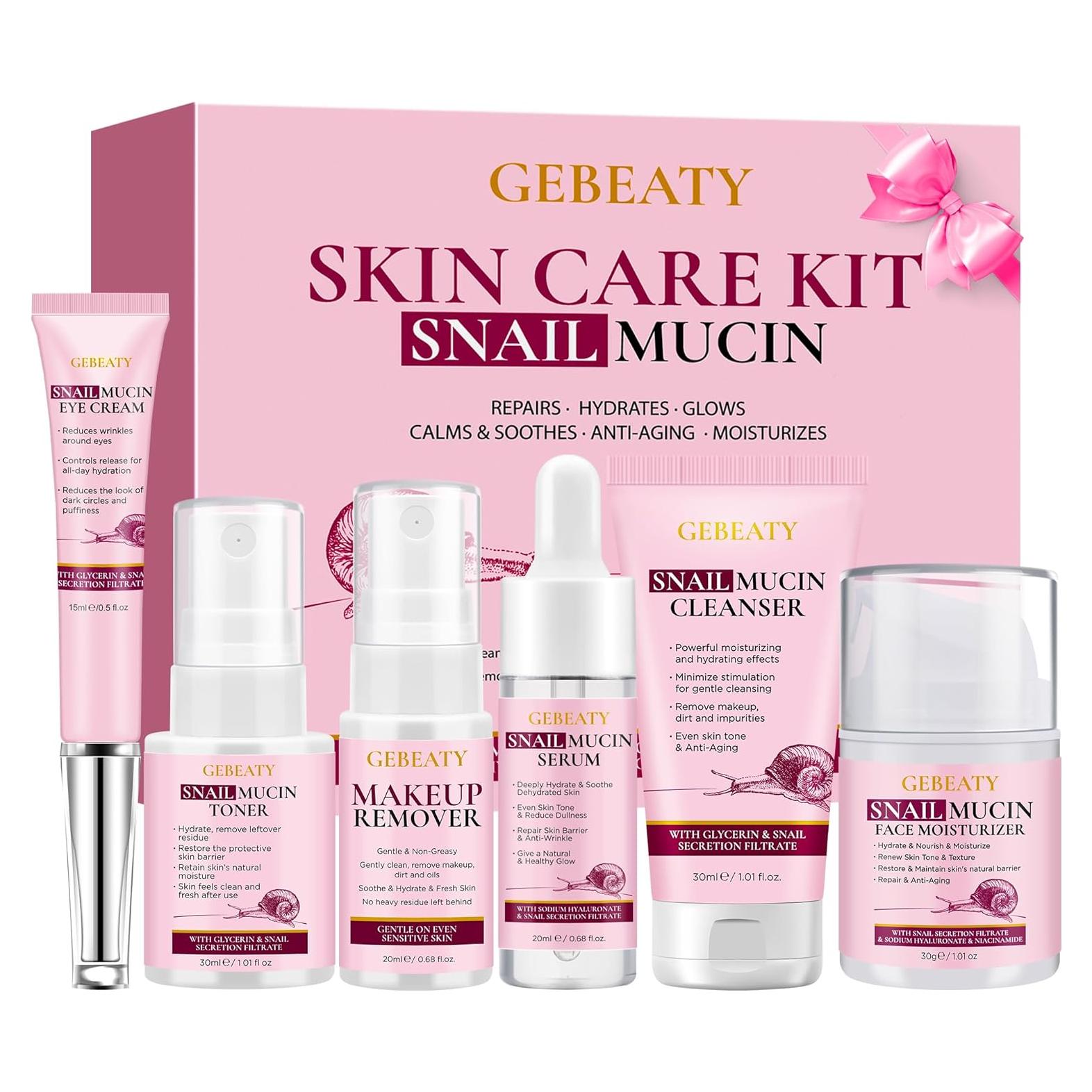 Set de Cuidado Facial GEBEATY 6 Piezas Mucina de Caracol