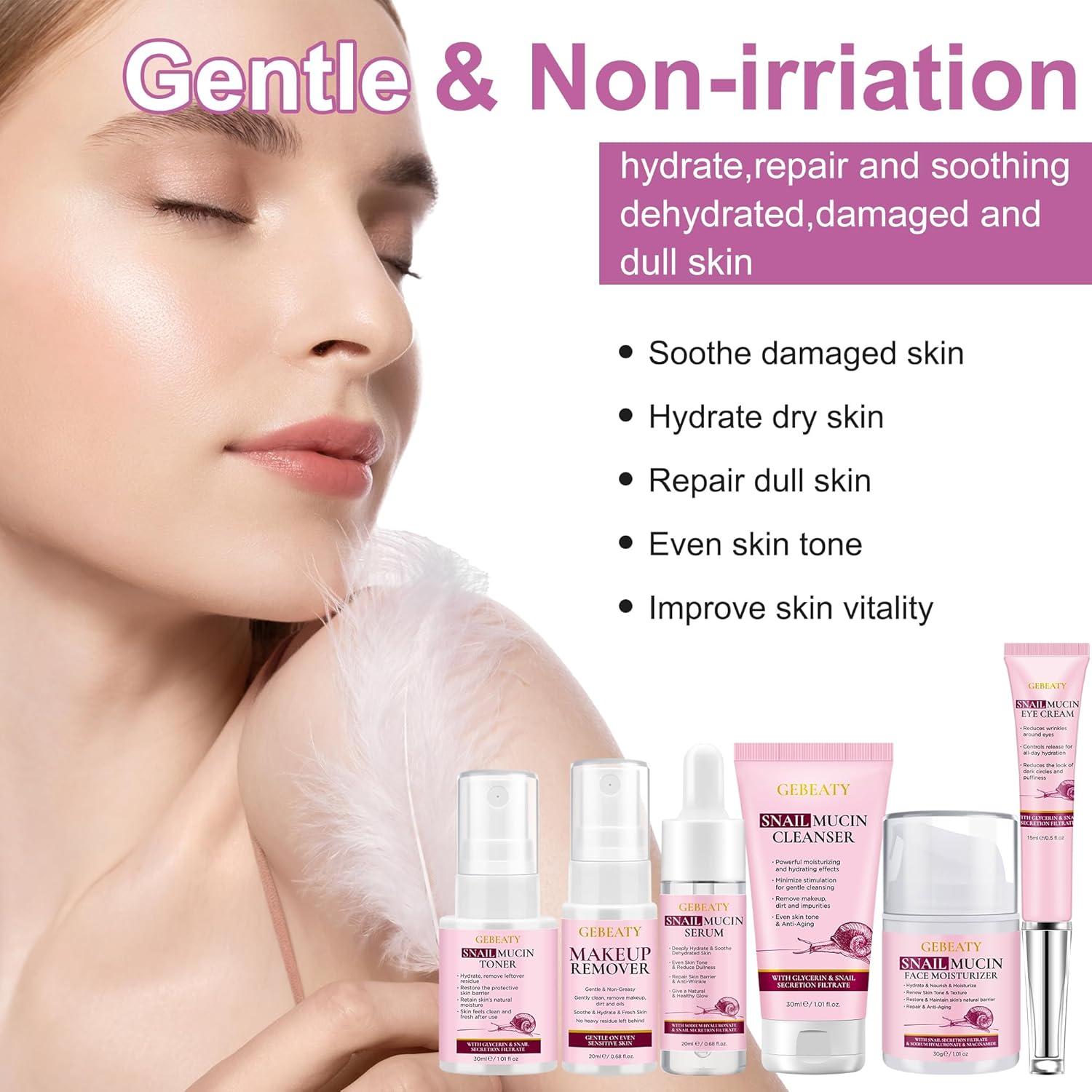 Set de Cuidado Facial GEBEATY 6 Piezas Mucina de Caracol