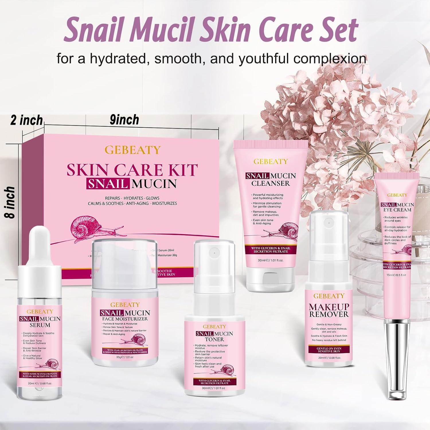 Set de Cuidado Facial GEBEATY 6 Piezas Mucina de Caracol