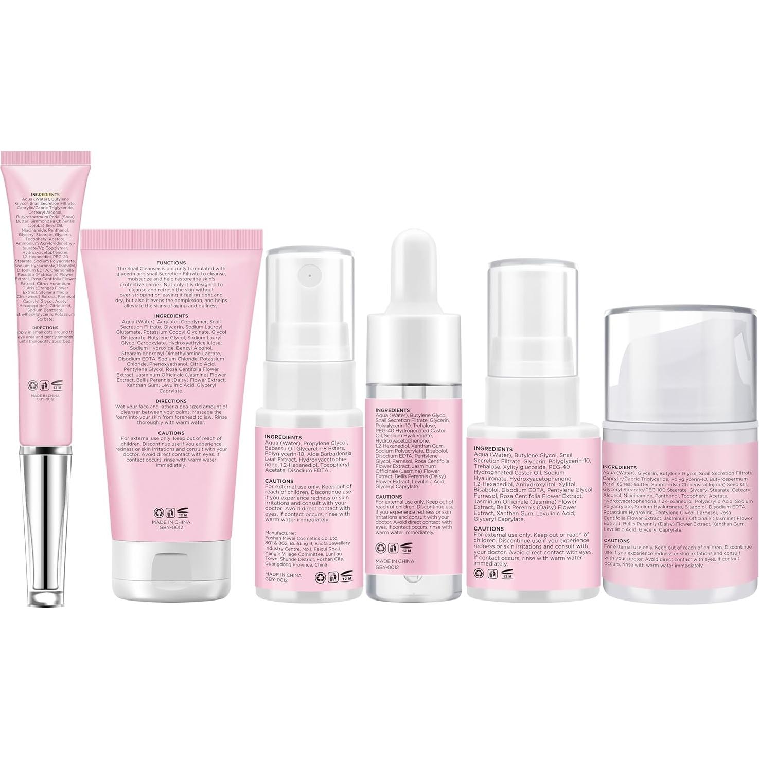 Set de Cuidado Facial GEBEATY 6 Piezas Mucina de Caracol