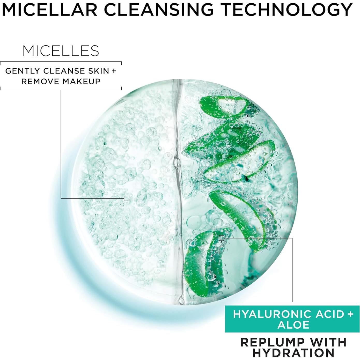 Agua Micelar Garnier 400ml con Ácido Hialurónico - Limpiador Facial