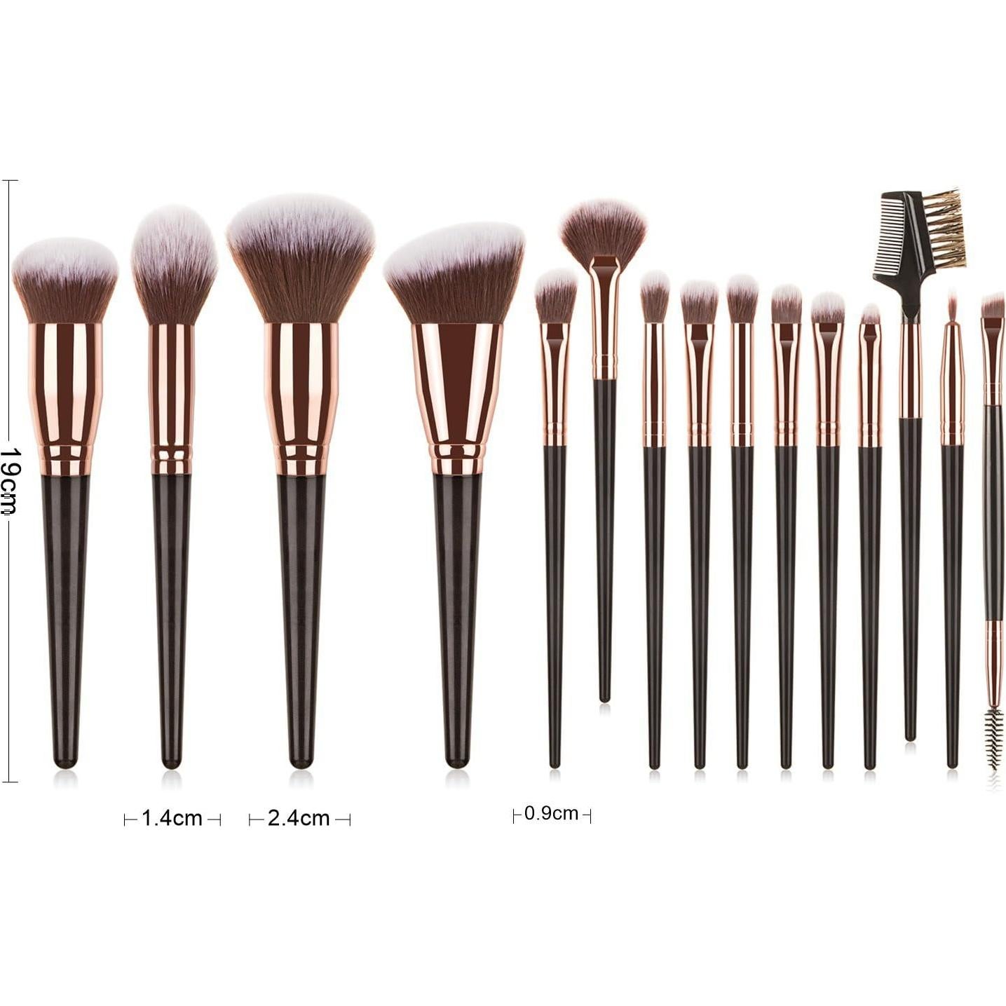 Juego de Brochas de Maquillaje 15 Piezas HGF con Bolsa