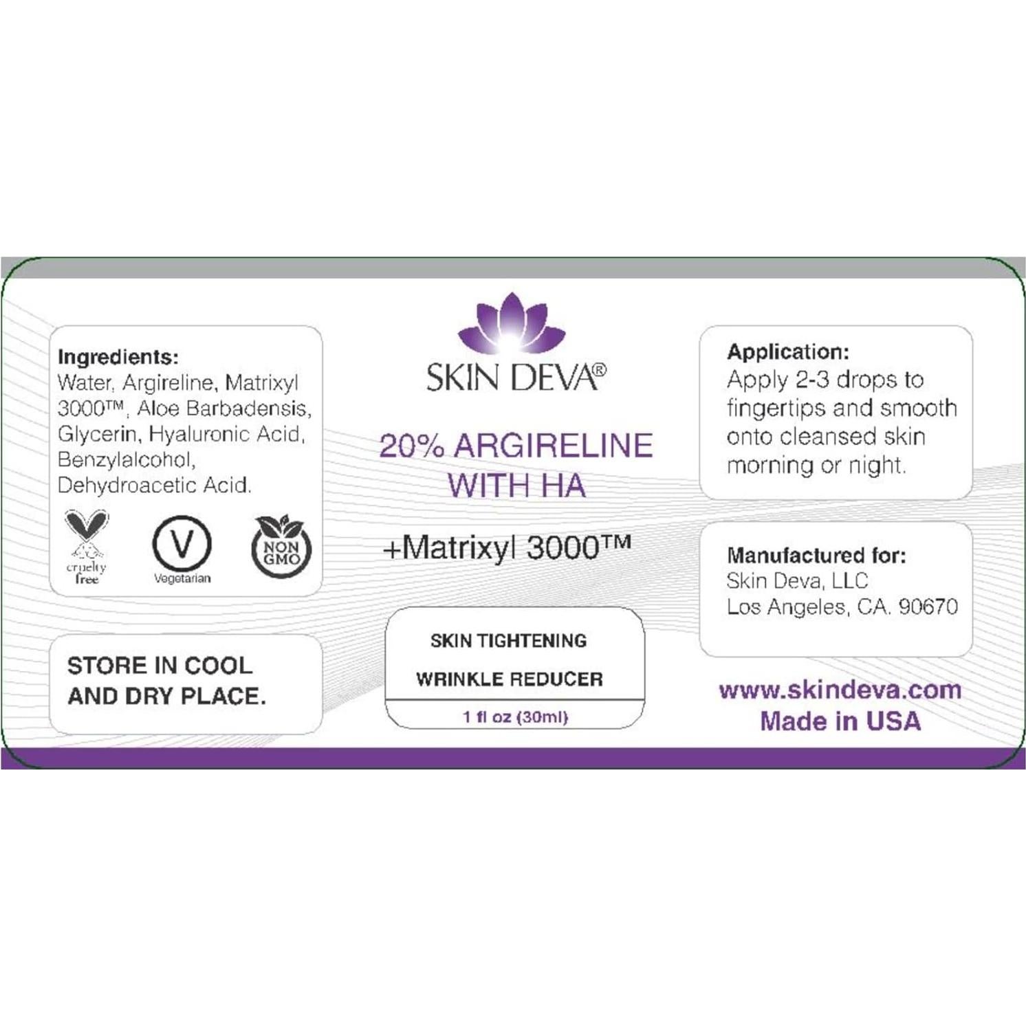 Suero Antienvejecimiento SKIN DEVA 20% Argireline y Ácido Hialurónico