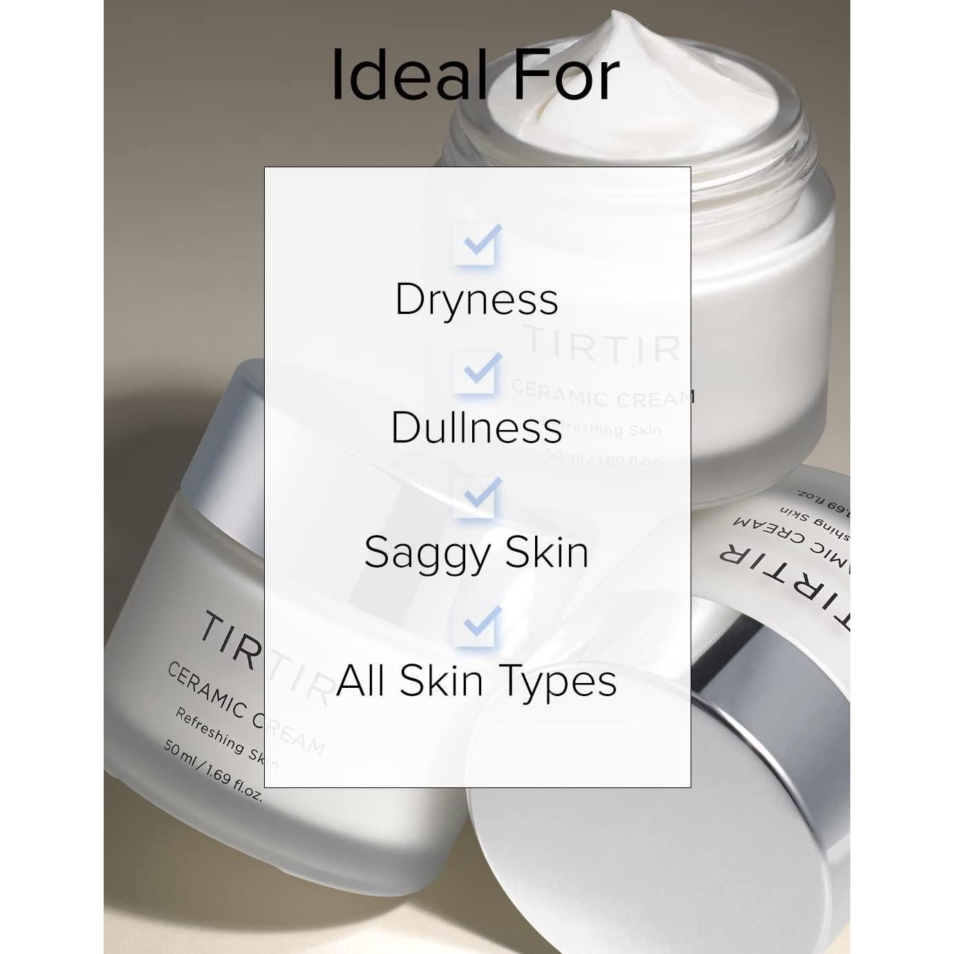 Crema Hidratante TIRTIR 50ml | Ceramida y Centella Asiática
