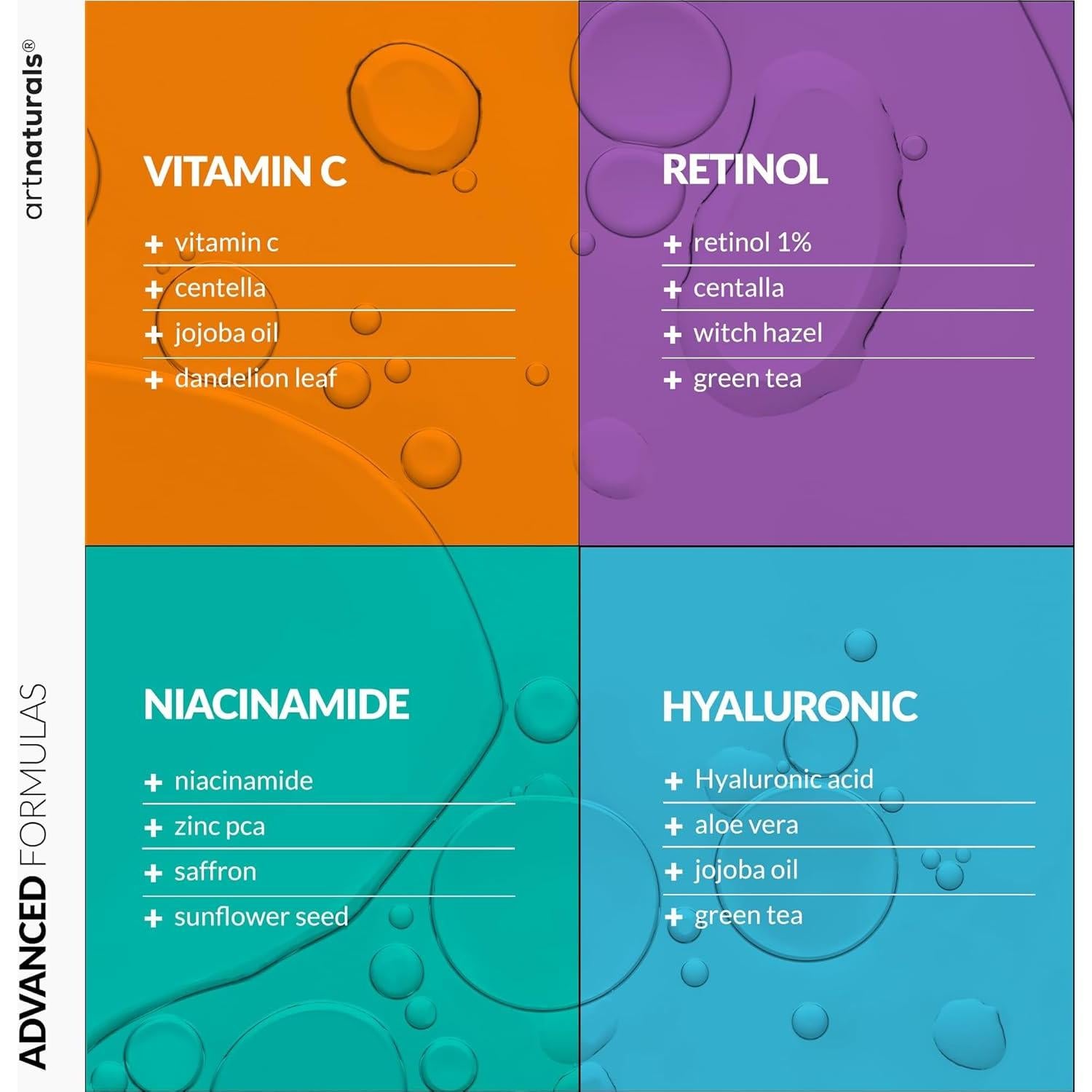 Set Cuidado Piel 4 Piezas Artnaturals Vitamina C Retinol