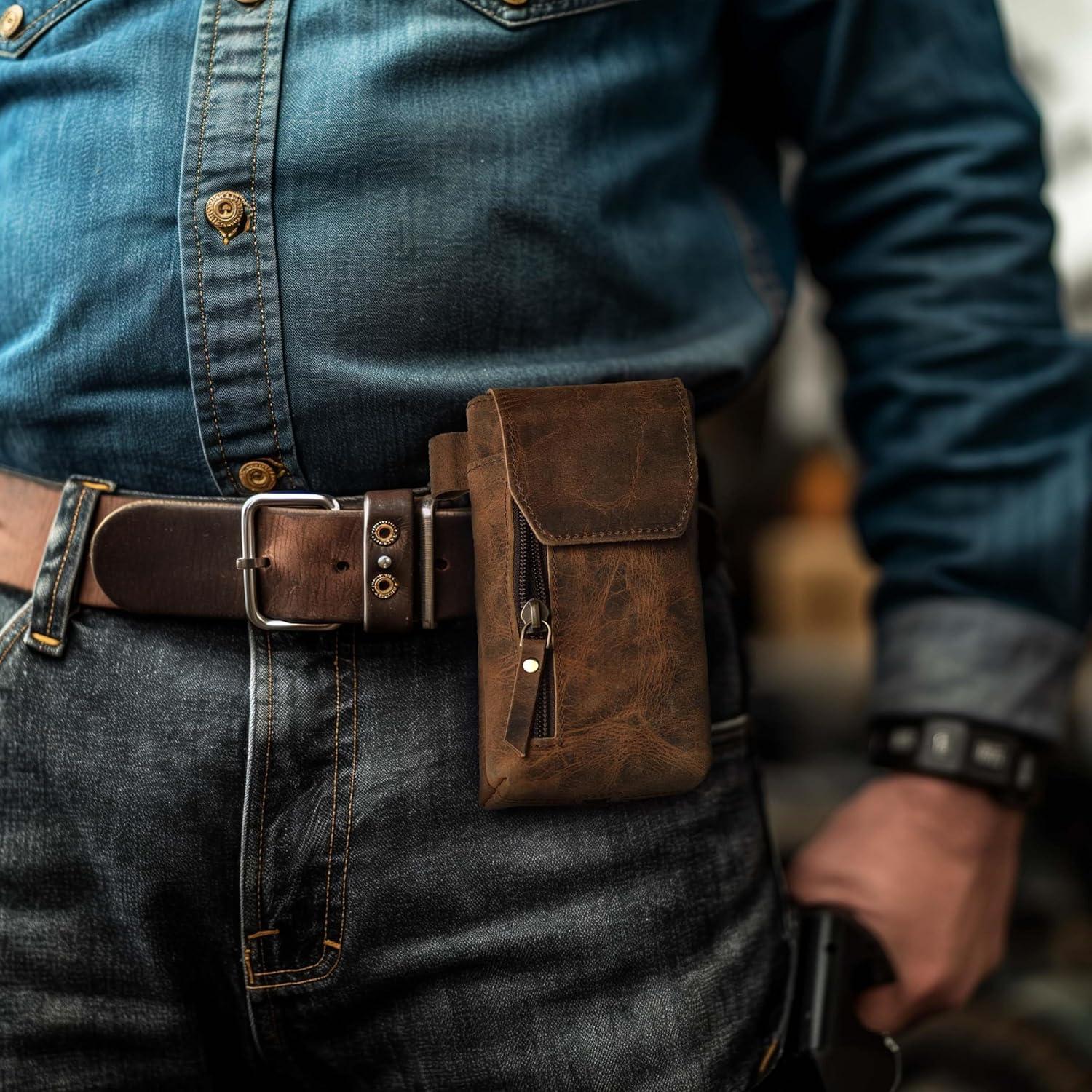 Funda de cuero genuino VIOM para smartphone 18x9 cm marrón