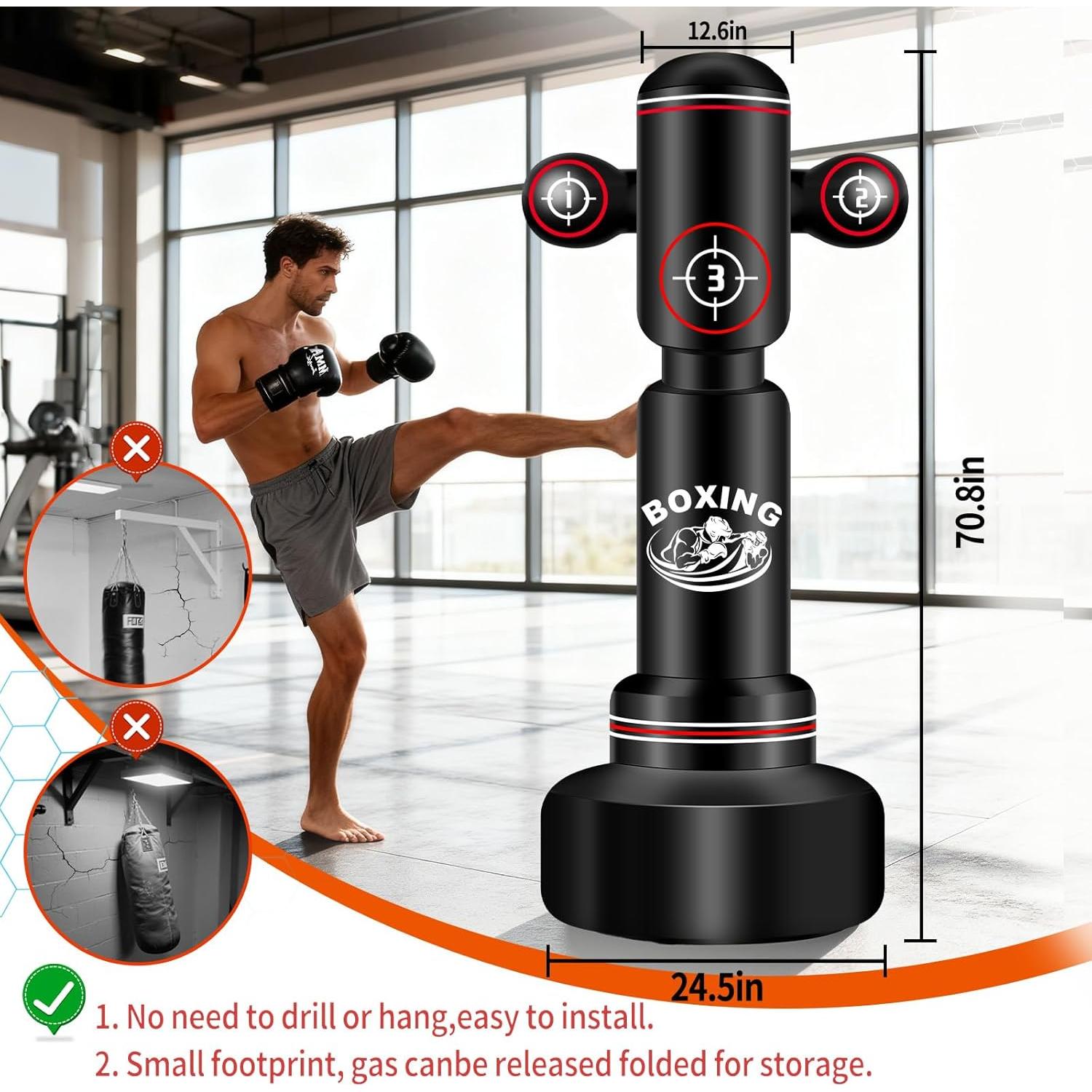 Saco de Boxeo Pesado JUOIFIP 70" con Guantes y Accesorios